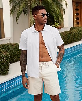 MARKANDLONA CDE ホワイトシャツ Amazon.com: Lion Nardo Guayabera Linen Shirts for Men Short Sleeve