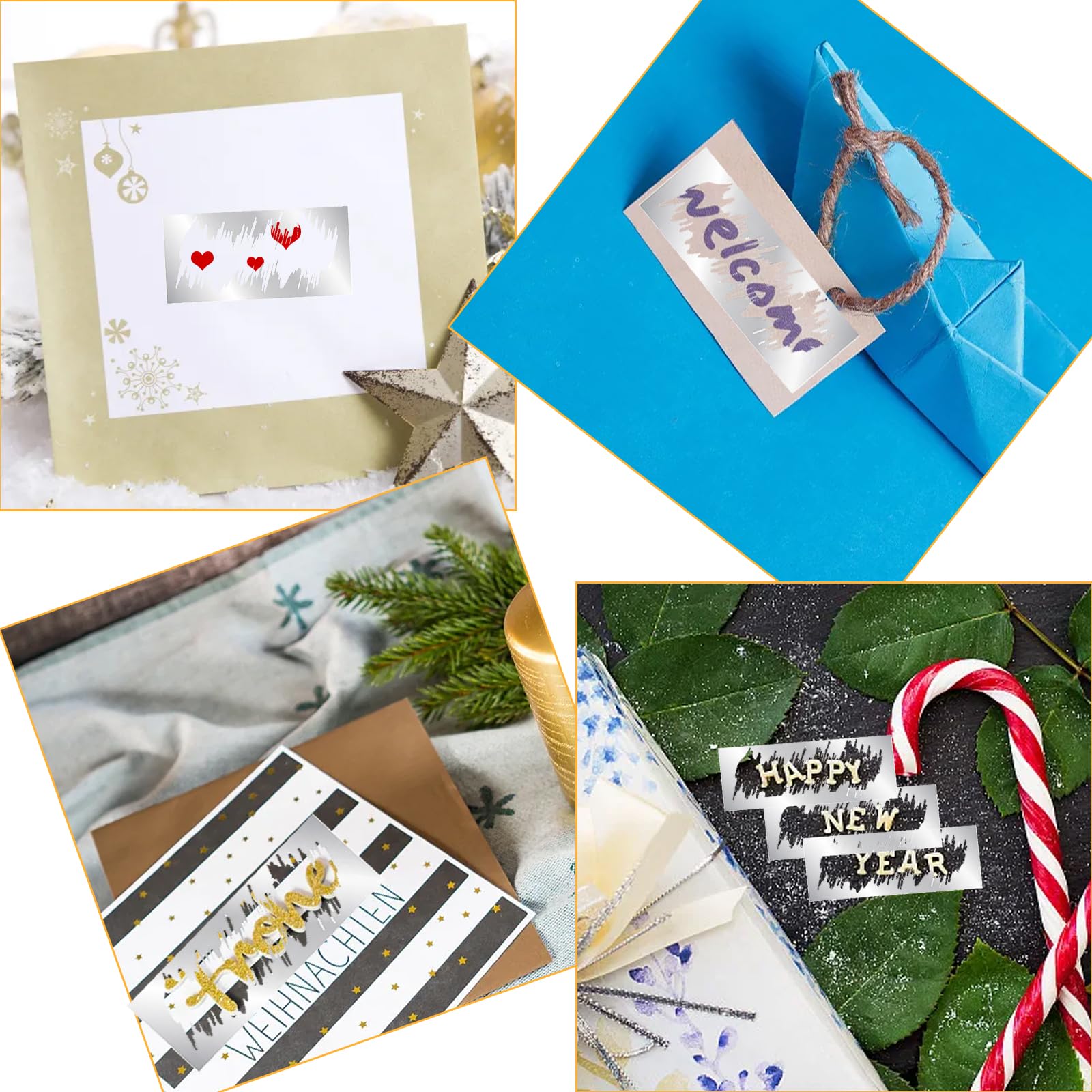 HCRXVV Krasloos zelf maken, 120 stuks kraskaarten om zelf te beschrijven, 2,5 cm, zilverkleurig, reflecterend, krasstickers, kunstkrasstickers voor baby's, geslacht, tegoedbon
