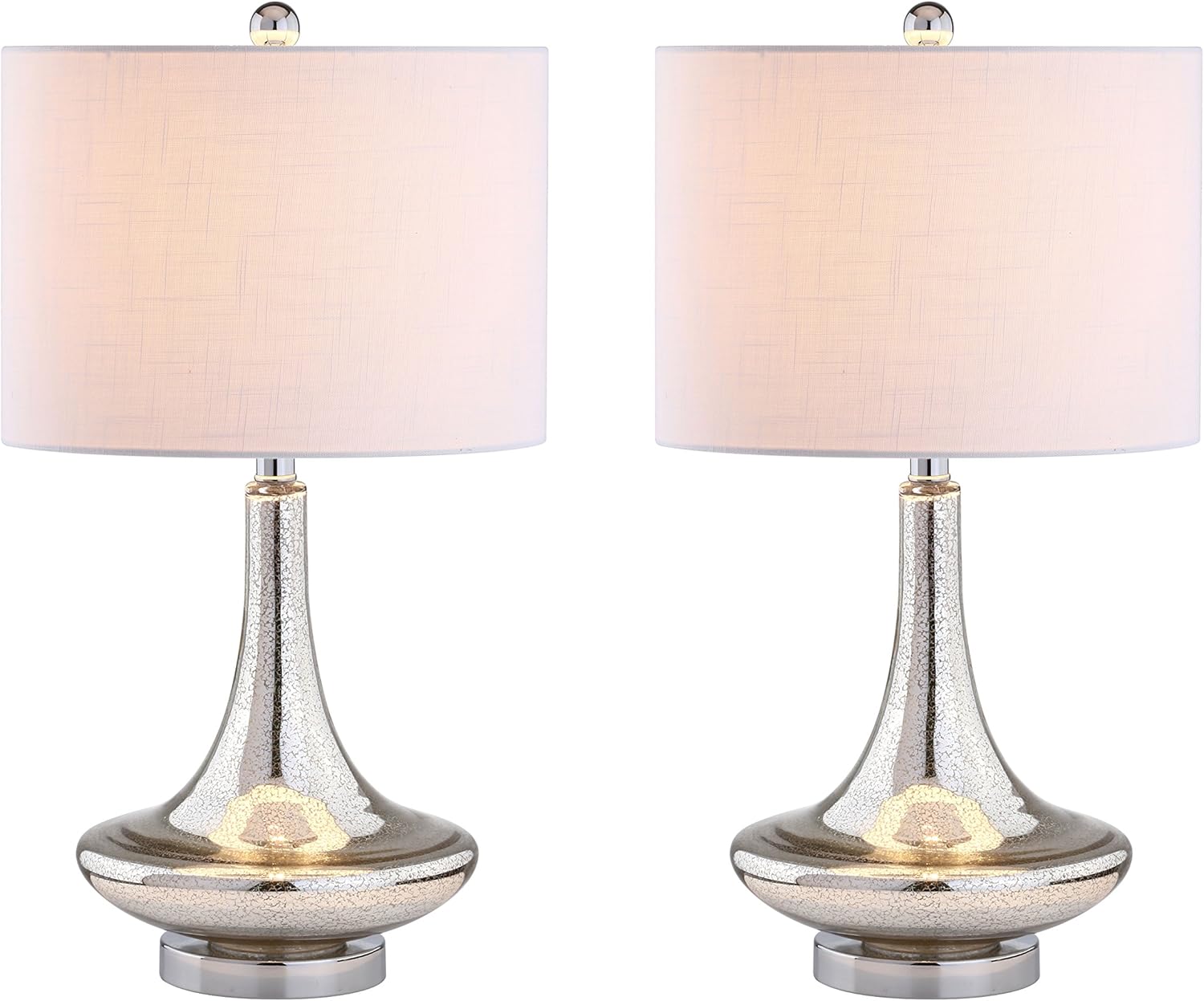 Blасk Frіdау - 70% оƒƒ JONATHAN Y JYL1081A-SET2 Cecile 25.5 Glass Teardrop LED Table Lamp Contemporary,Transitional for Bedroom, Living Room, Office, College Dorm, Coffee Table, Bookcase, MercurySilver/Chrome(Setof2)