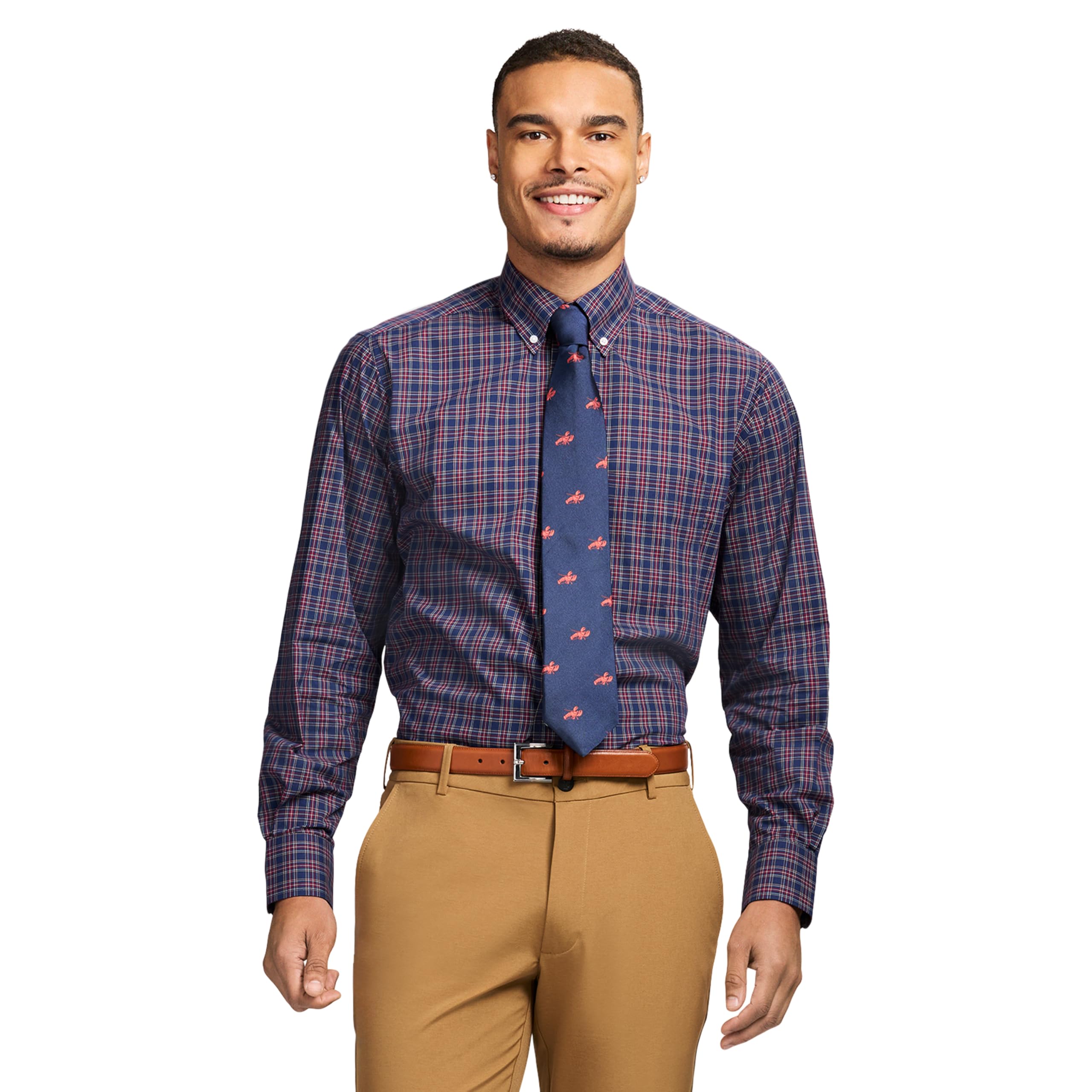 Izod Mens Dress Shirt Regular Fit Long Sleeve Wrinkle Free Stretch Button Down Collar