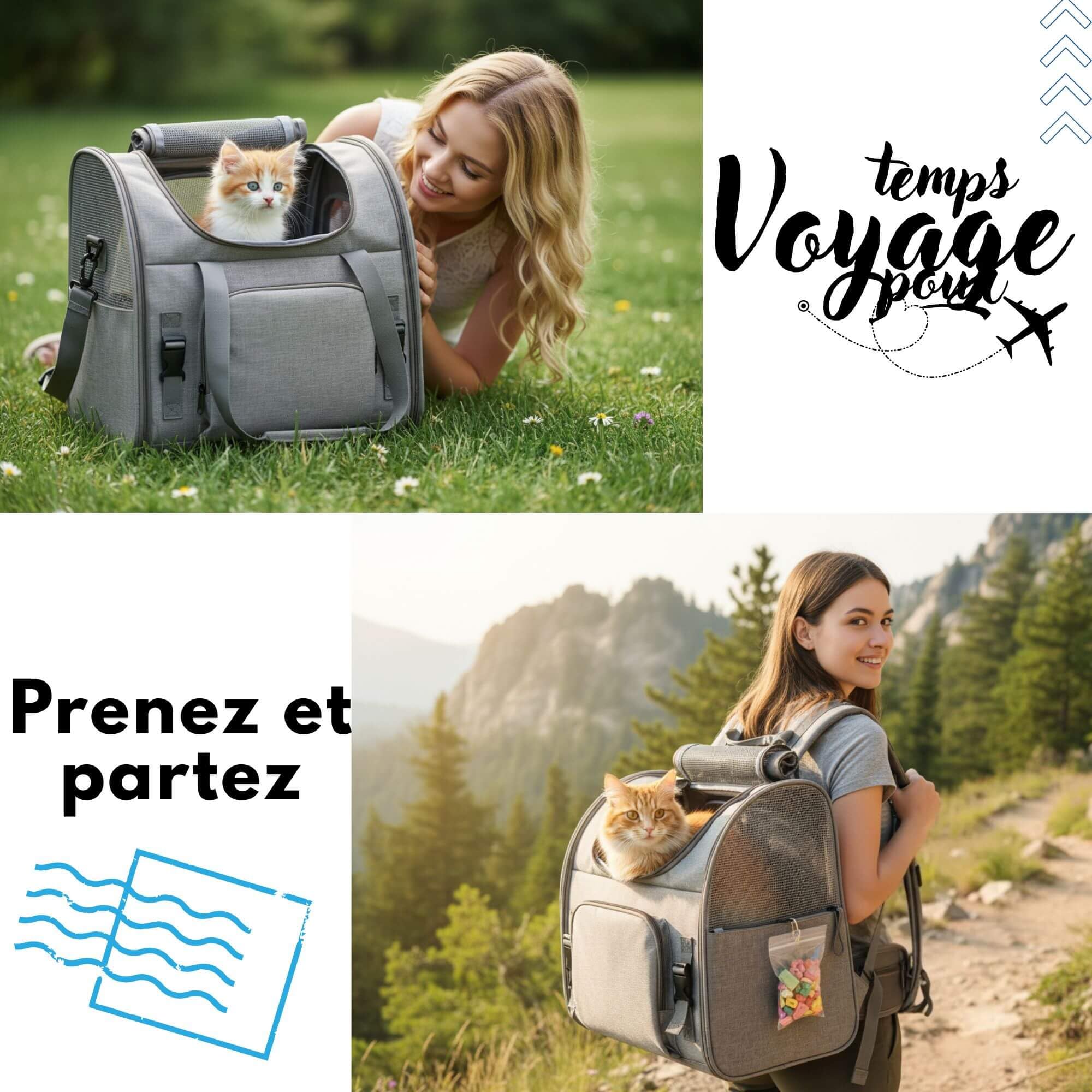 SOLDAY Sac Transport Chat Extensible Pliable, Fenêtre Respirante, Avion | Convient chats et petits chiens jusqu'à 8kg, pliable à plat, maille respirante, dimensions 45x22x26cm, homologué cabine avion