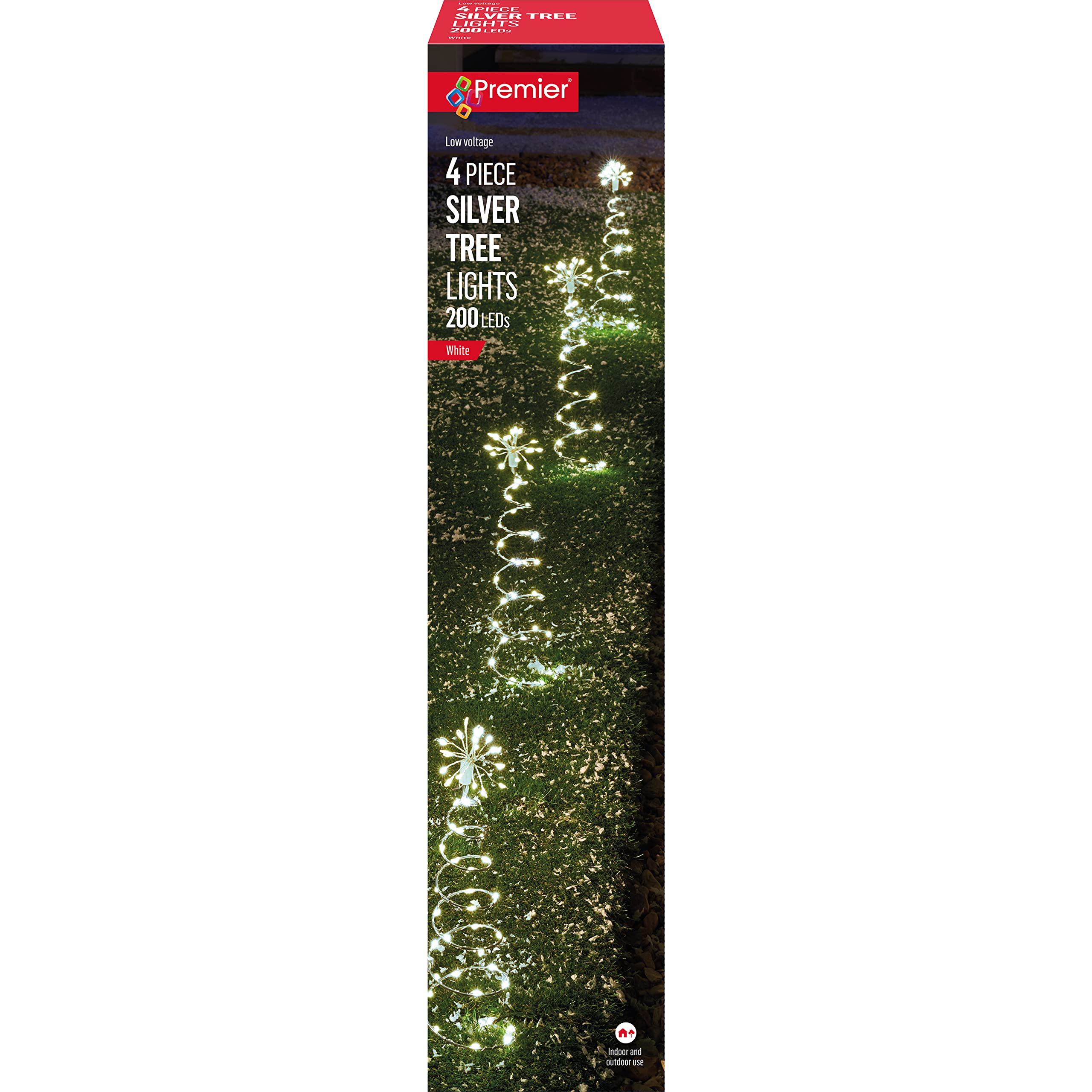 Premier 4 Pack 30Cm Outdoor Led Firefly Wire Tree Stake Light Decoration - White