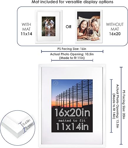 Miniatura 3 de Juego de portarretratos blanco de 11 x 17 pulgadas, mate a 11 x 14, paquete de 5 para exhibición de pared, marcos estilo galería para fotos de