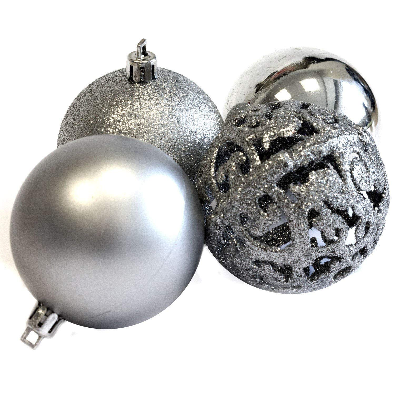 100 Palline Di Natale Infrangibili | Argento | Diametri 3/4/6 Cm Con Gancio - Foto 13