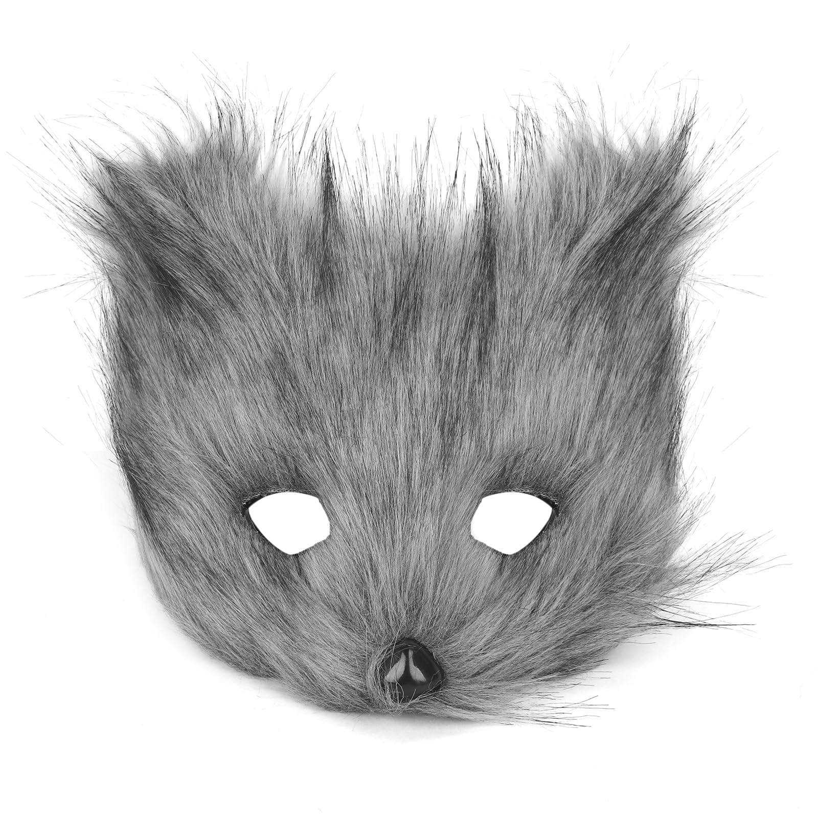 Fun Animal Halloween Mask Furry Half Face Mask Fox Bunny Masks Halloween Cosplay Costume Carnival Party Costume Props (Upgraded-Gray) โ image 1