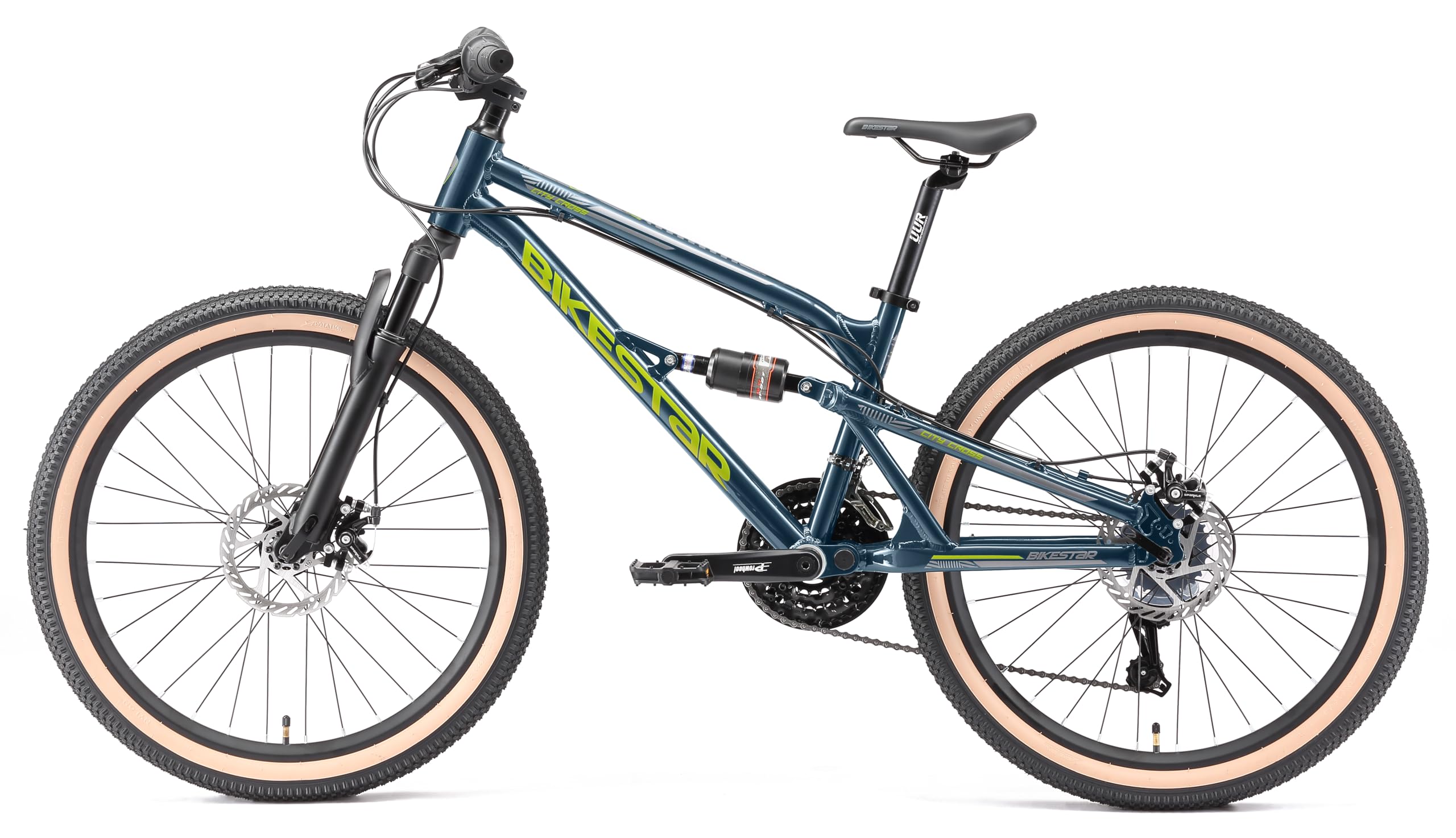 BIKESTAR Bicicleta de montaña de Aluminio Suspensión Doble Bicicleta Juvenil 24 Pulgadas de 9 años | Cambio Shimano de 21 velocidades, Freno de Disco | niños Bicicleta