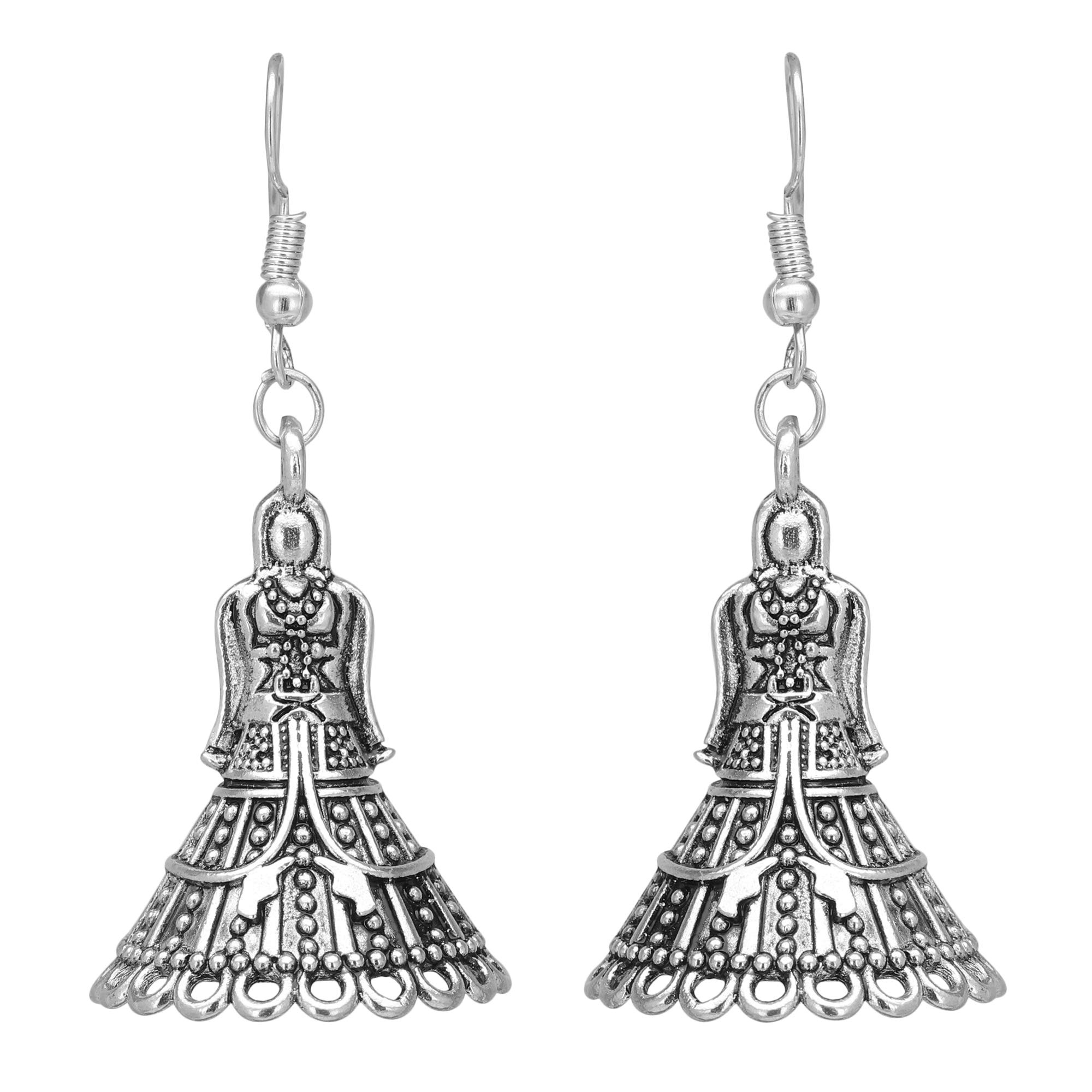Shreyadzines Designer Afghani Gypsy Tribal Oxidized Jhumka Jhumki Earrings for Women and Girls