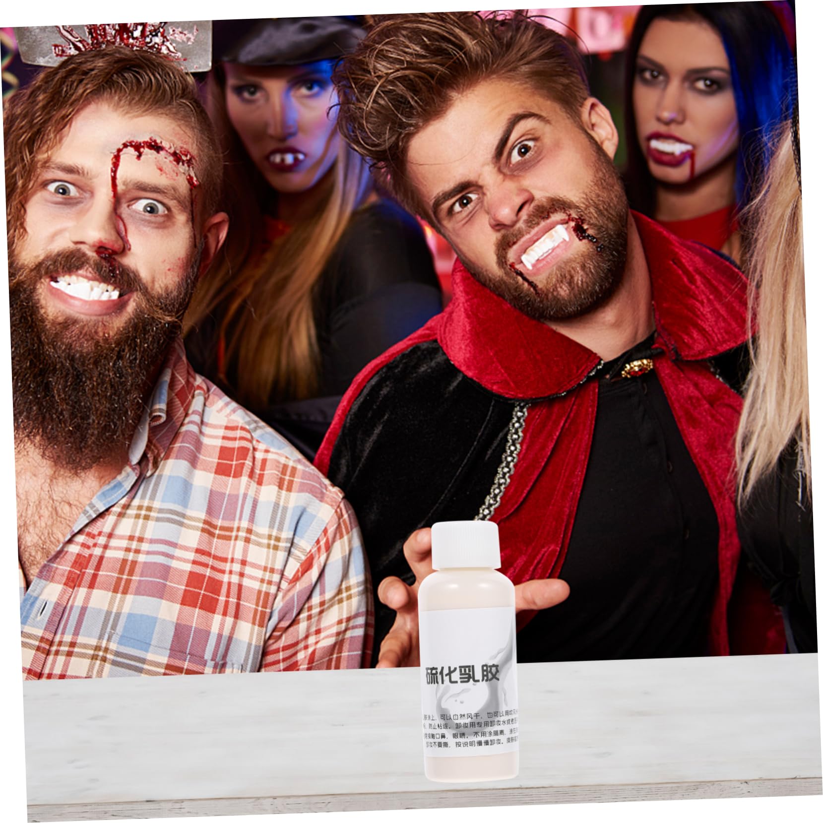 Mikinona 4 Piezas 1 látex vulcanizado malvavisco sangre falsa lavable soplo de polvo fijador Víspera de Todos fiesta luminosa pintura facial maquillaje de látex latex liquido