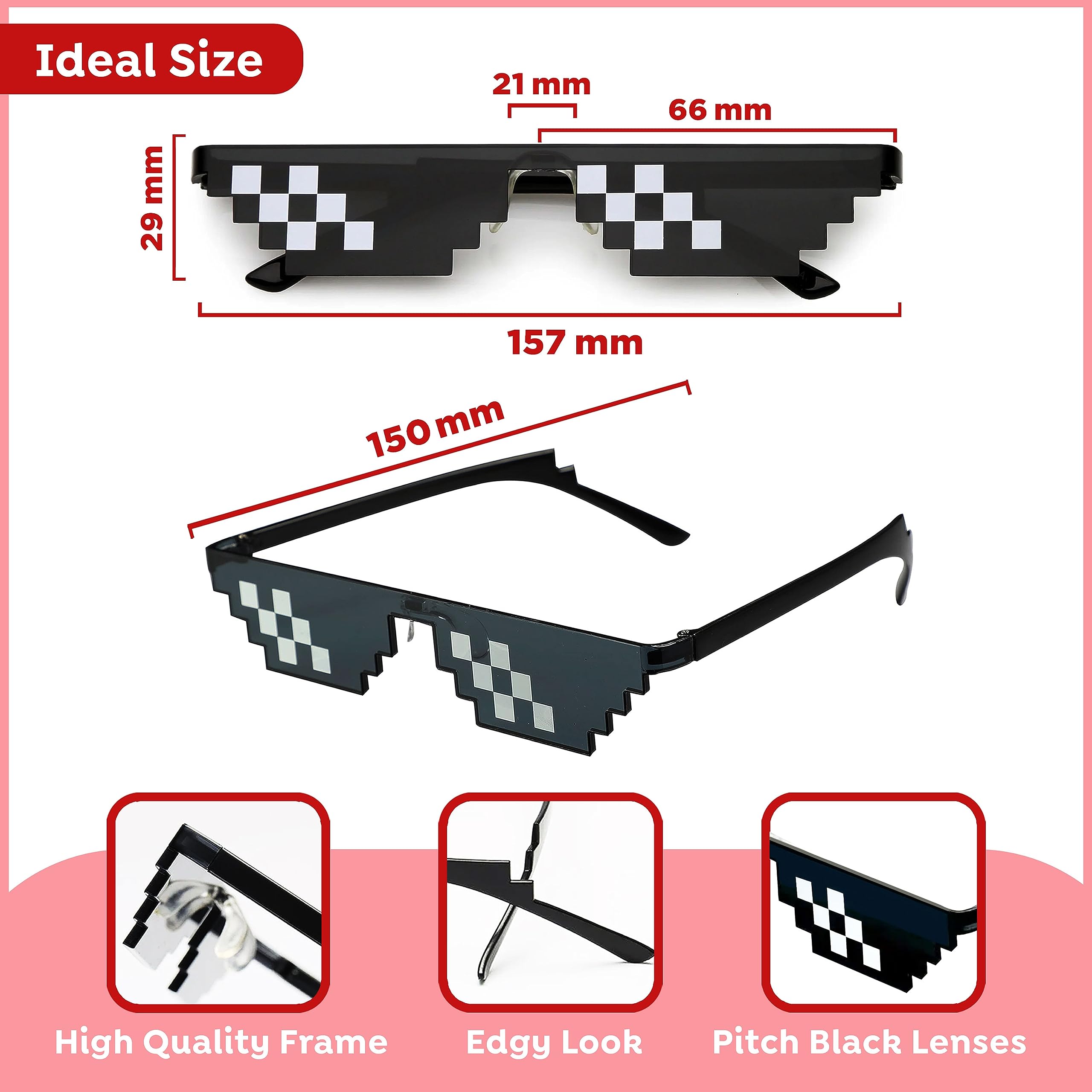 Goelite Thug Life Party Glasses, With Protection Box, Meme Gangster Gangsta Life Funny Novelty Shades, Photo Props Unisex Sunglasses 3