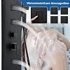 Shower Tower Panel with Mixer, 5-Function Shower Column with LED Temperature Display Rain&Waterfall, Massage Jets, Handheld Shower and Bath Spout, Shower Panel Stainless Steel, Matte Black