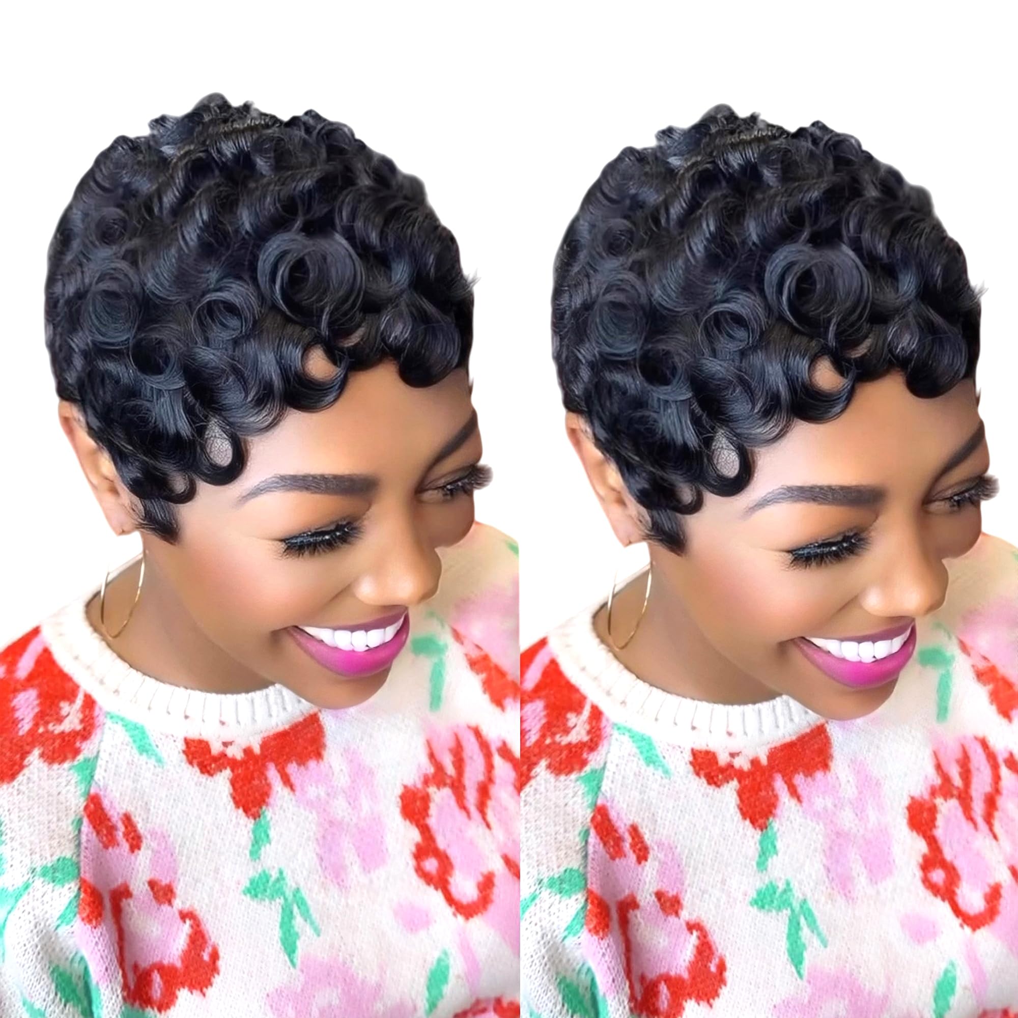 Short Layered Pixie Cut Human Hair Wig Glueless Elegant Thick Full PangDongLai Side Part Pixie Cut Wigs for Women Short  main image 3