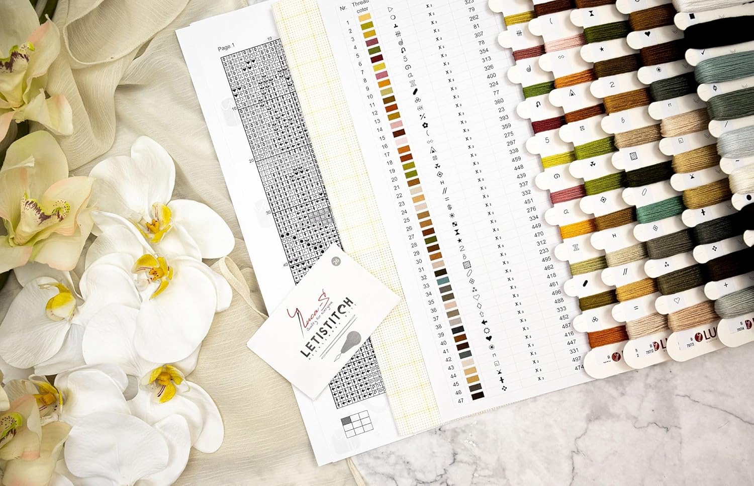 Luca-S Cross Stitch Kit Gold, Counted Cross Stitch for Adults, Embroidery Kit - The Mysterious Magnolias, B707