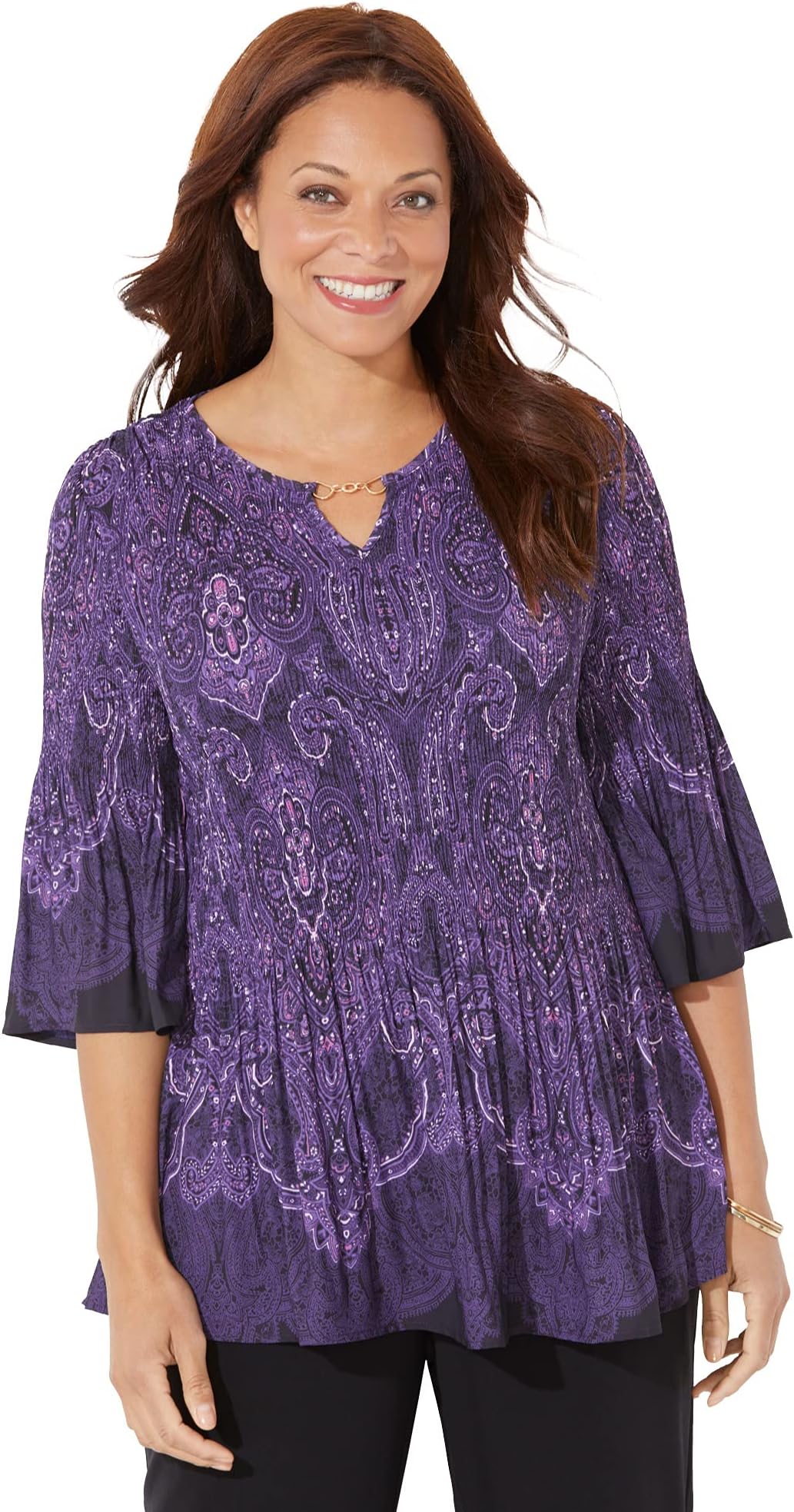 CatherinesWomen's Plus Size Affinity Chain Pleated Blouse