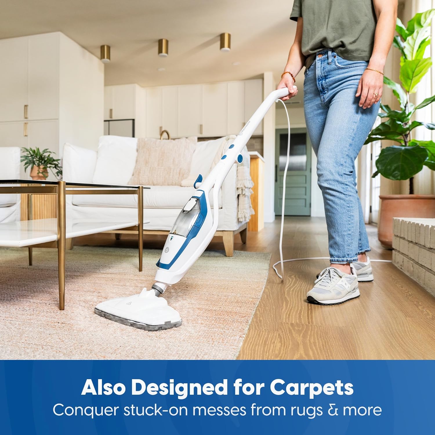 Vacmaster SMF1501 2-in-1 Steam Mop for Floor Cleaning with Detachable Handheld Steamer, Quick-Heating & Lightweight for Hard Floors, Carpets, Tiles and Upholstery