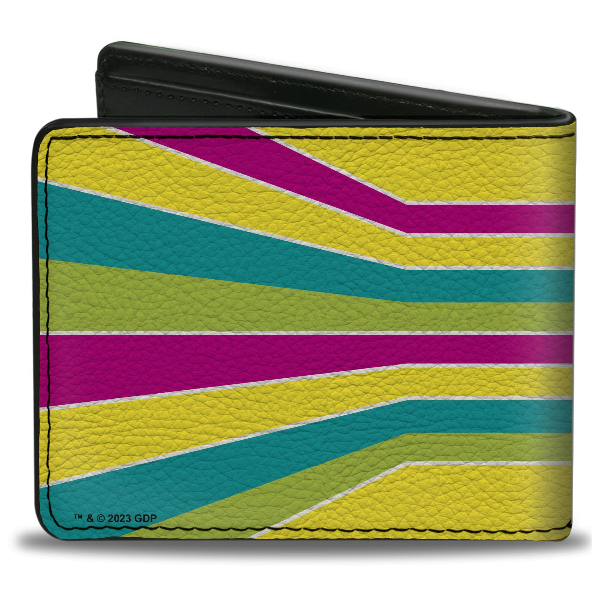 Buckle-Down Grateful Dead Wallet, Bifold, Grateful Dead Dancing Bear Icon Stripe Yellow Multi Color, Vegan Leather