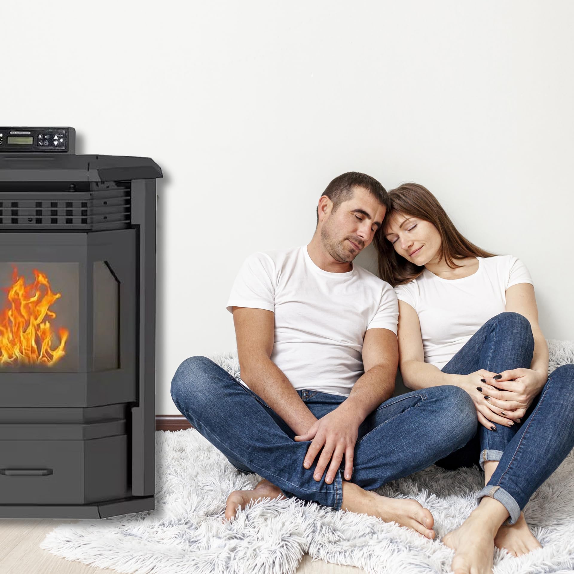 HOME&SOFAS Estufa de Pellet Modelo Rústica, 12 kW, Eficiencia >90%