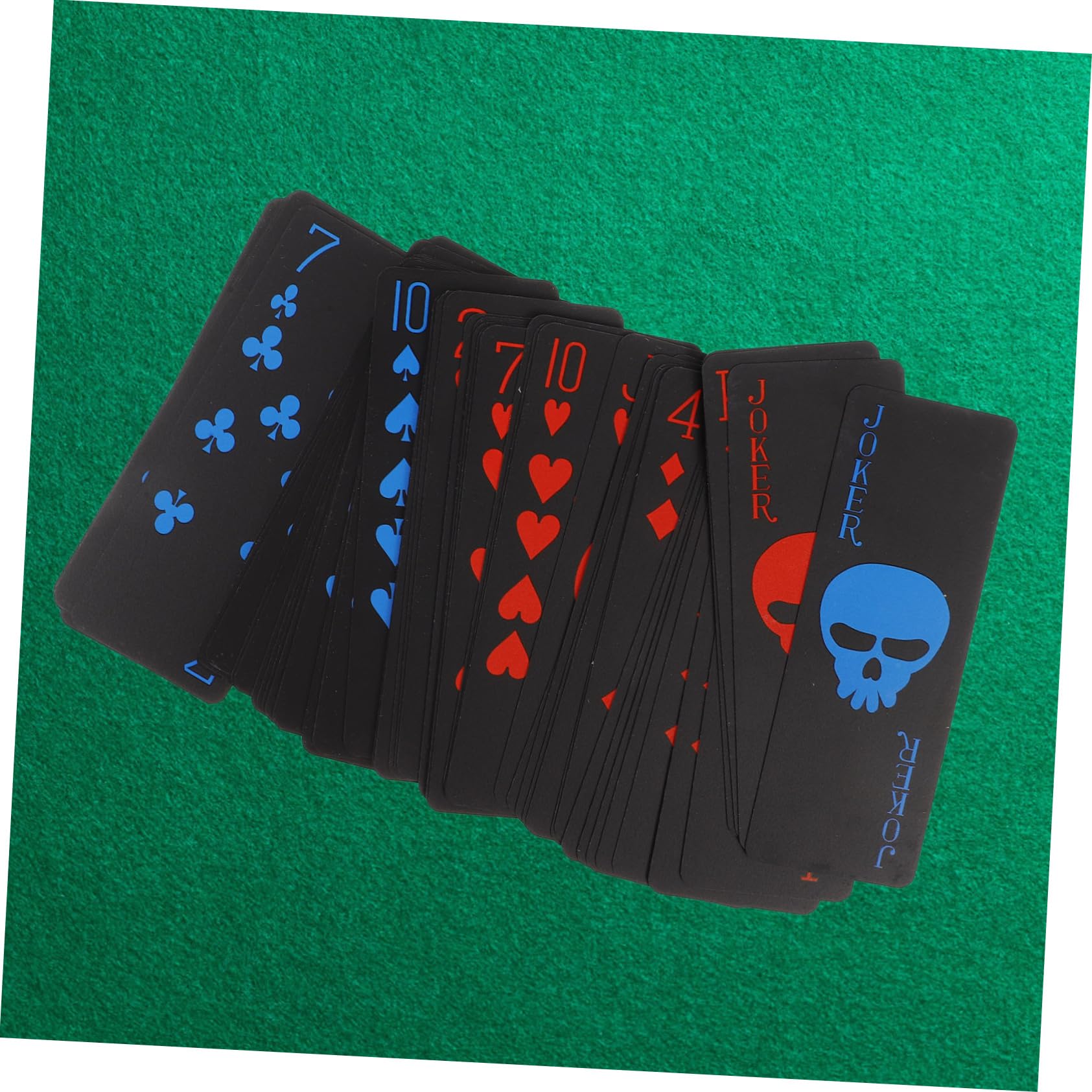 Vaguelly Jeu de Cartes de Poker Étanche Noir en PVC Motif Crâne
