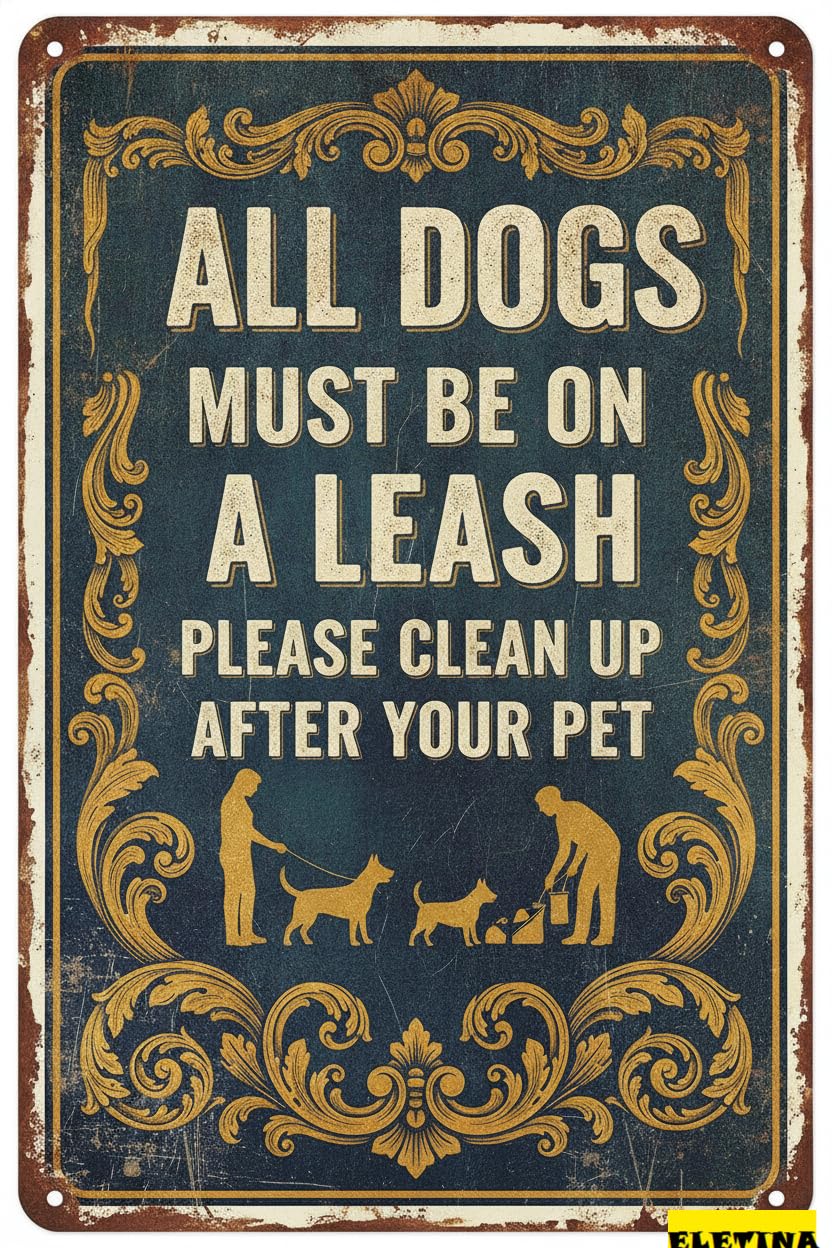 Personalized Sign for Man Cave Metal Warning All Dogs Must Be On A Leash Aluminum Art S Vintage Street Keep Beware Metal Wall Art Driveway Road Street Parking Lot 8x12in Private Property Decorative
