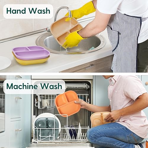 Miniatura 6 de BABELIO Potentes placas de succión para bebés y niños pequeños, platos divididos 100% de silicona para bebés, sin BPA, aptos para microondas y