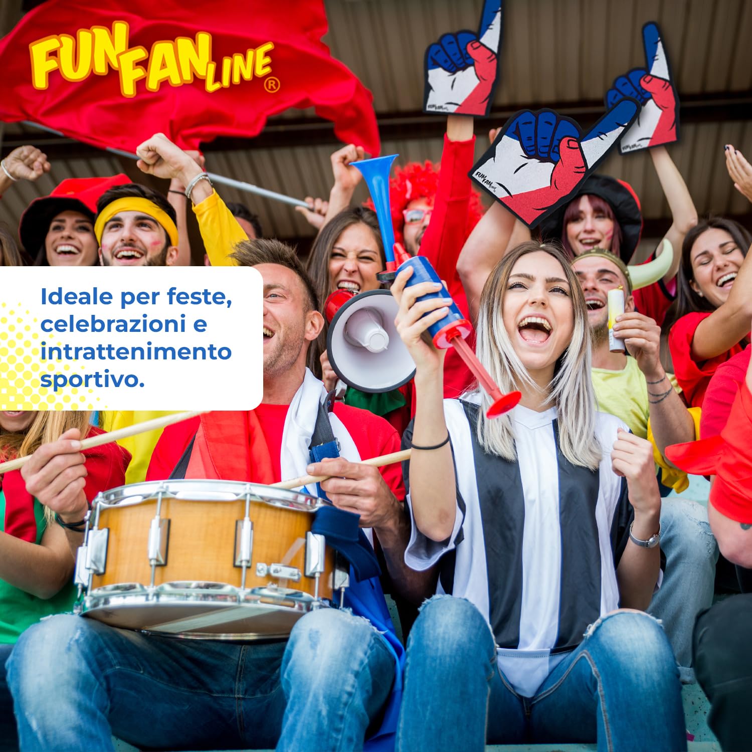 Set da 2 Mano in gommapiuma con Dito Gigante Bandiera di [Paese]. Accessorio per Tifo Sportivo, Feste e Celebrazioni. Perfetto per Partite e Tifosi