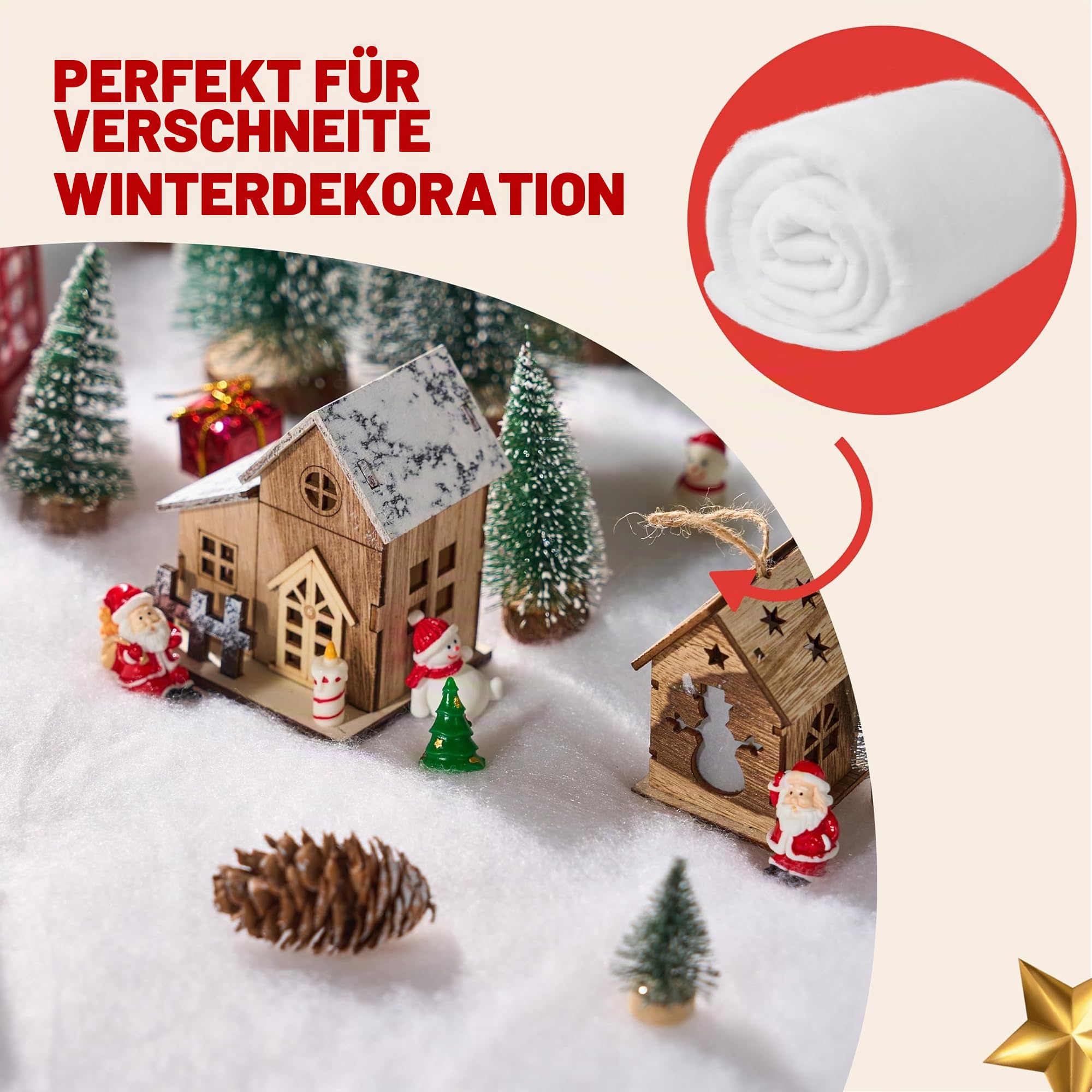 JOYIN Weihnachts-Schneedecken (3er-Pack), 38.1cm x300cm, weiche, Dicke Kunstschneedecke, Schneerollen, Schneeplatten, Kunstschnee-Baumwollstoff für Weihnachtsferien-Winterdekoration