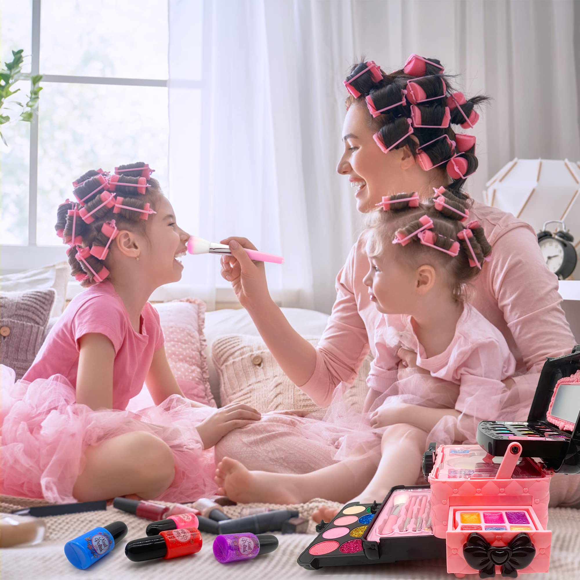 Chennyfun Set di Trucco per Bambini per Bambine, 53 Pezzi Lavabile set di Trucchi per Bambini, Sicuro e Atossico Giocattolo di Ruolo per Regali di Compleanno di Natale per Ragazze dai 3 Anni