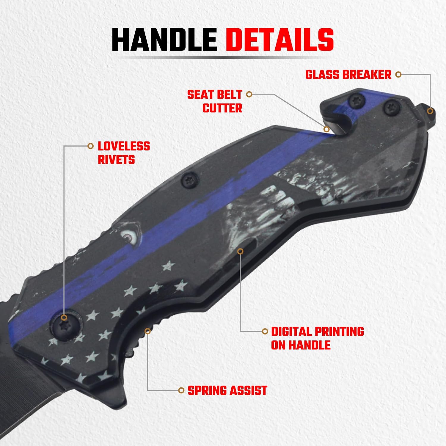 American Pocket Knife - Inspirational Military Veteran Knife, 420 Stainless Steel Blade, High-Res Digital Print, Foldable with Pocket Clip - Military Knife