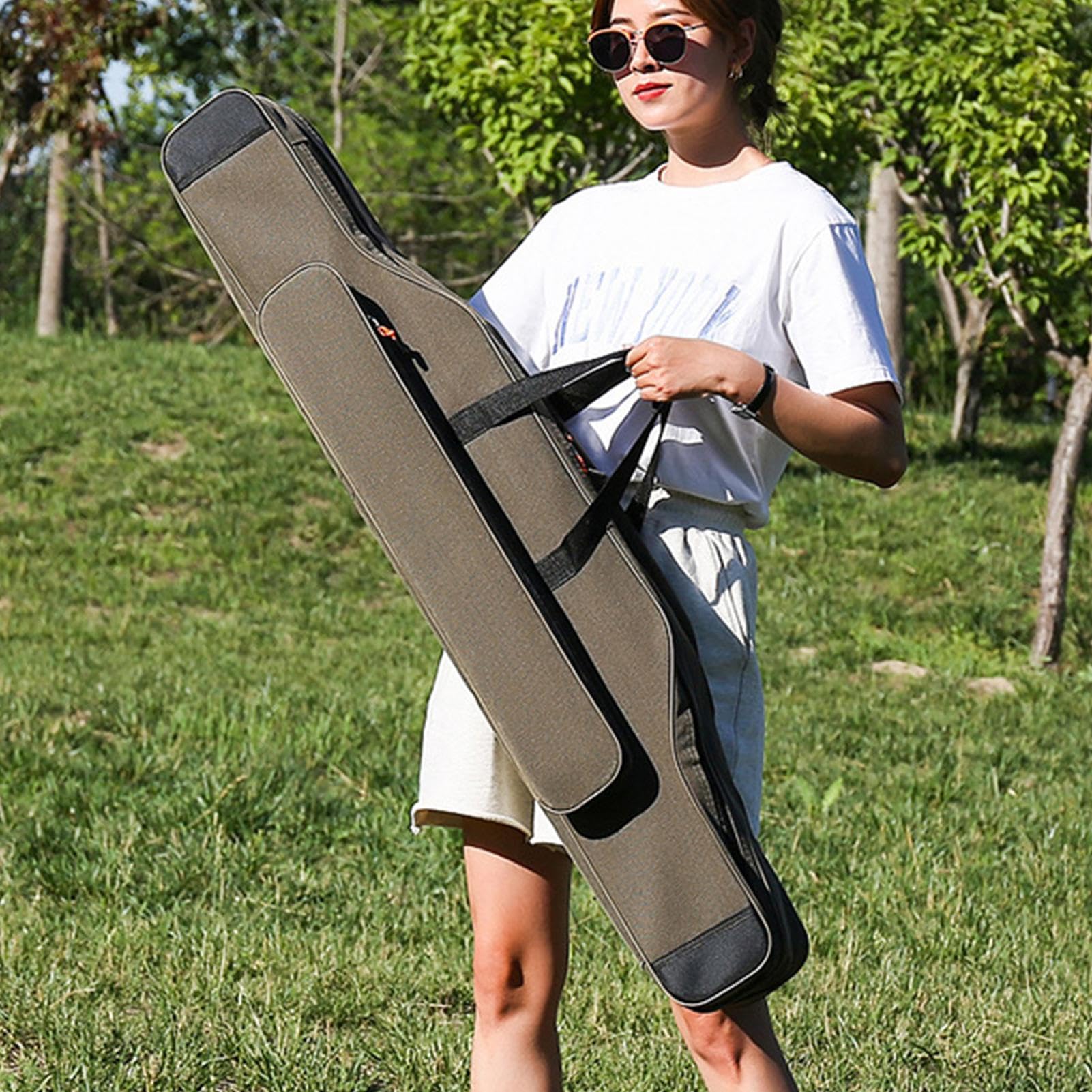 Funda genérica para caña de pescar, portacaña de pescar, bolsa de transporte impermeable para hardware, funda organizador de caña de lona, transportador al aire libre para equipo y equipo
