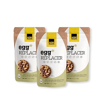 AcreMade Plant-Based Egg Replacer for Baking, Vegan Egg Powder, Whole Egg Replacer, Gluten-Free, Soy-Free, Non-GMO, Shelf Stable, Natural Egg Substitute and Replacement for Baking, Top 9 Allergen-Free 6 oz Pack of 3