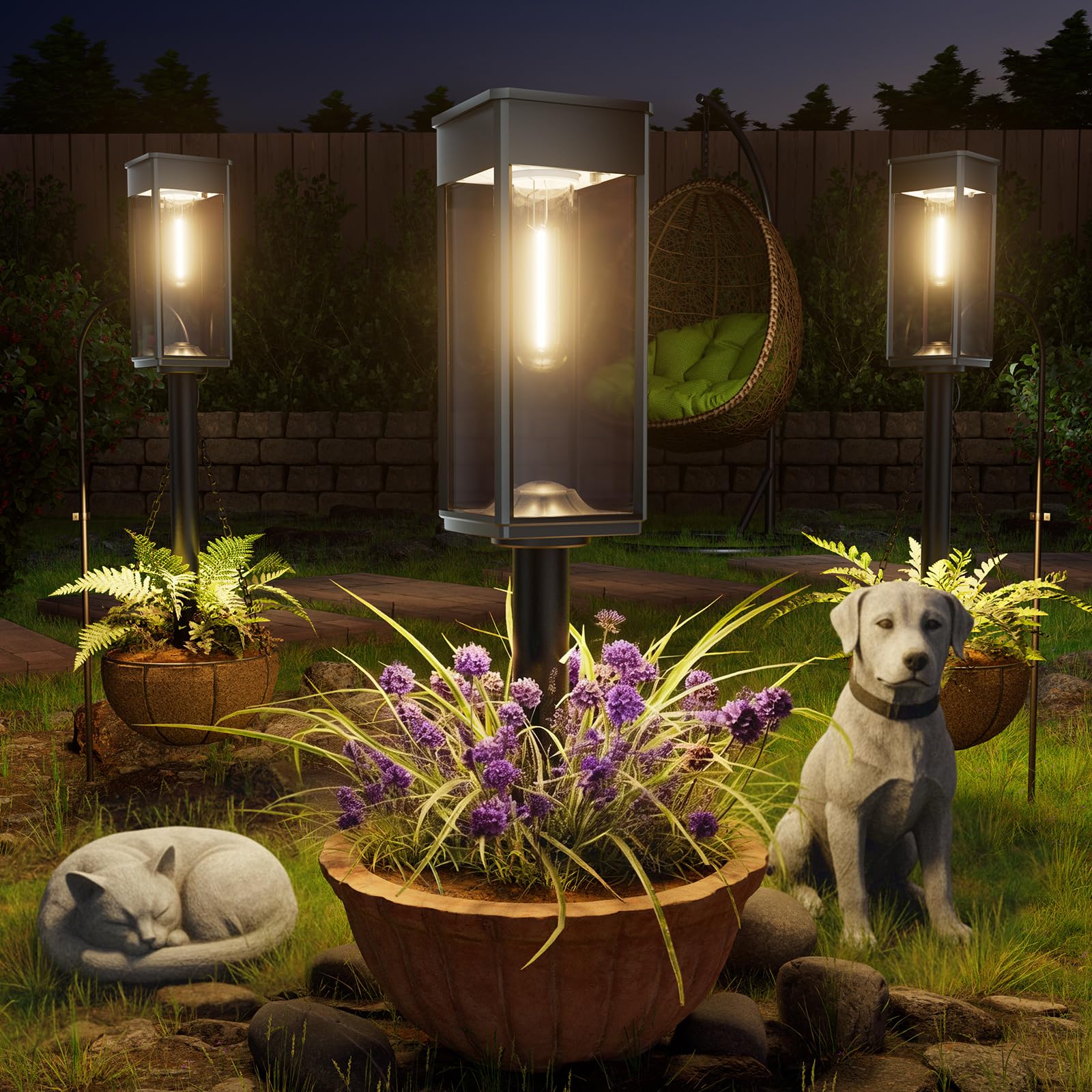 - ALFIOT Solar Pathway Lights Outdoor, 8 Pack Bright Solar Lights Outdoor, Auto On/Off, IP65 Waterproof Solar Garden Lights Solar Powered Landscape Lighting for Yard Patio Walkway Driveway Pathway