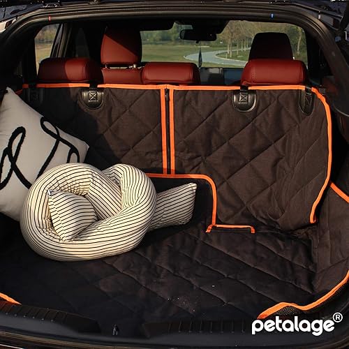 Miniatura 3 de Funda de asiento de automóvil para perro, antideslizante, impermeable, resistente, cinturón de seguridad central, compatible con reposabrazos (50