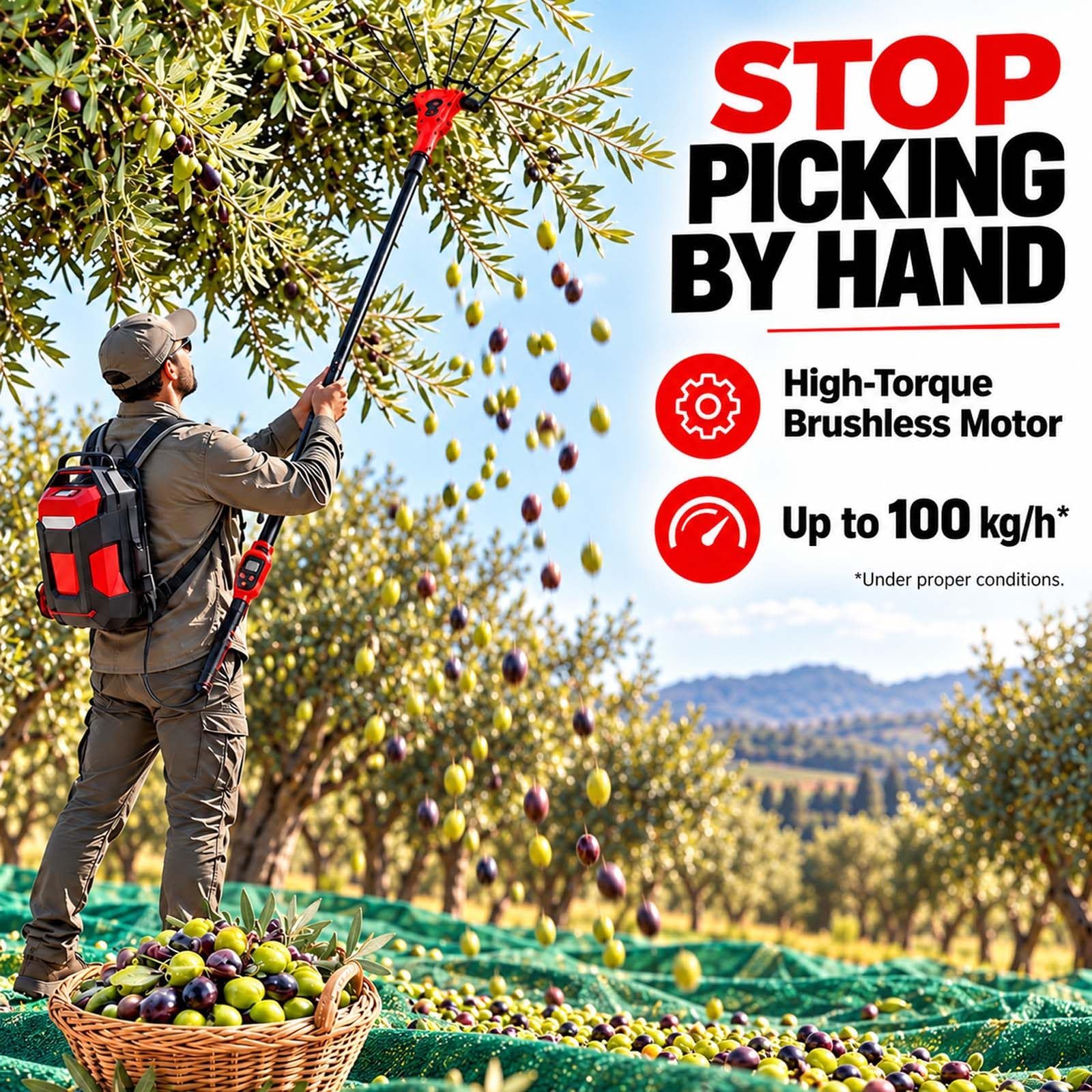 Machine Électrique de Récolte des Olives et de l'Argousier 600W