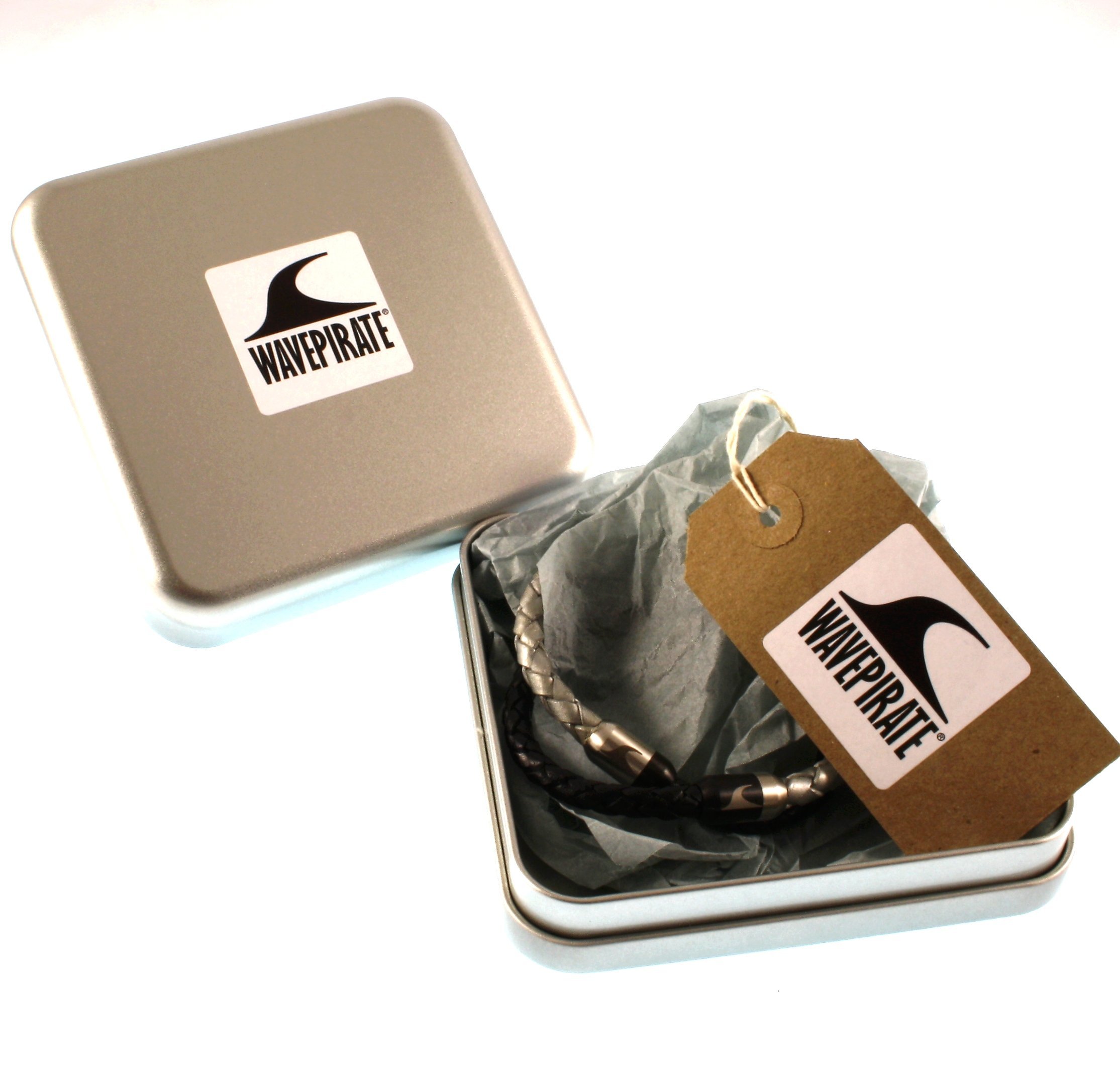 Echt Leder-Armband Maui G Schwarz/SW/SI Herren