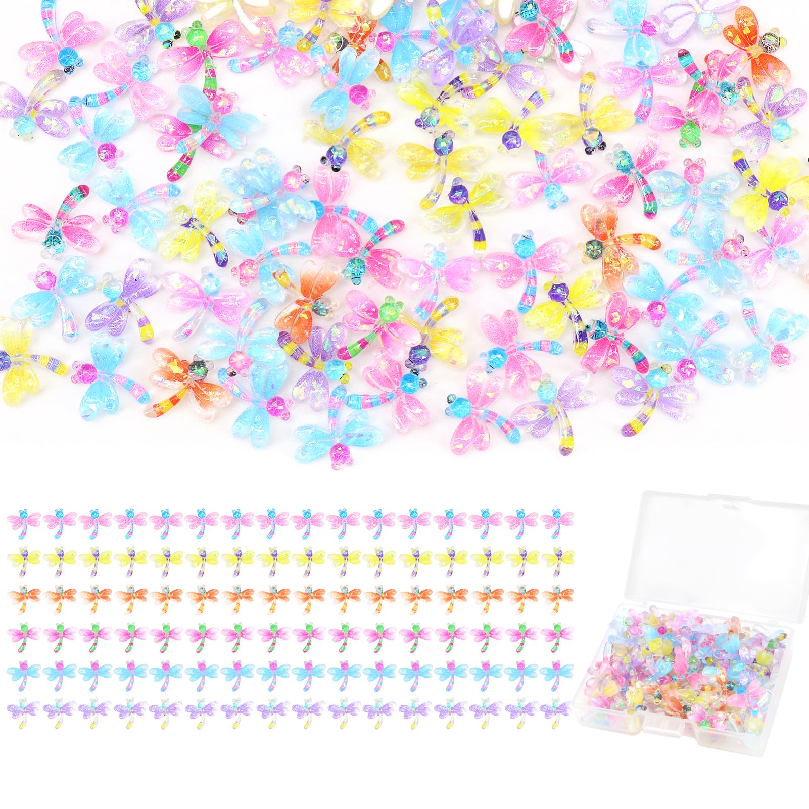 Photo 1 of QUPIVA Mini Resin Dragonflies - 90pcs, 6 Colors