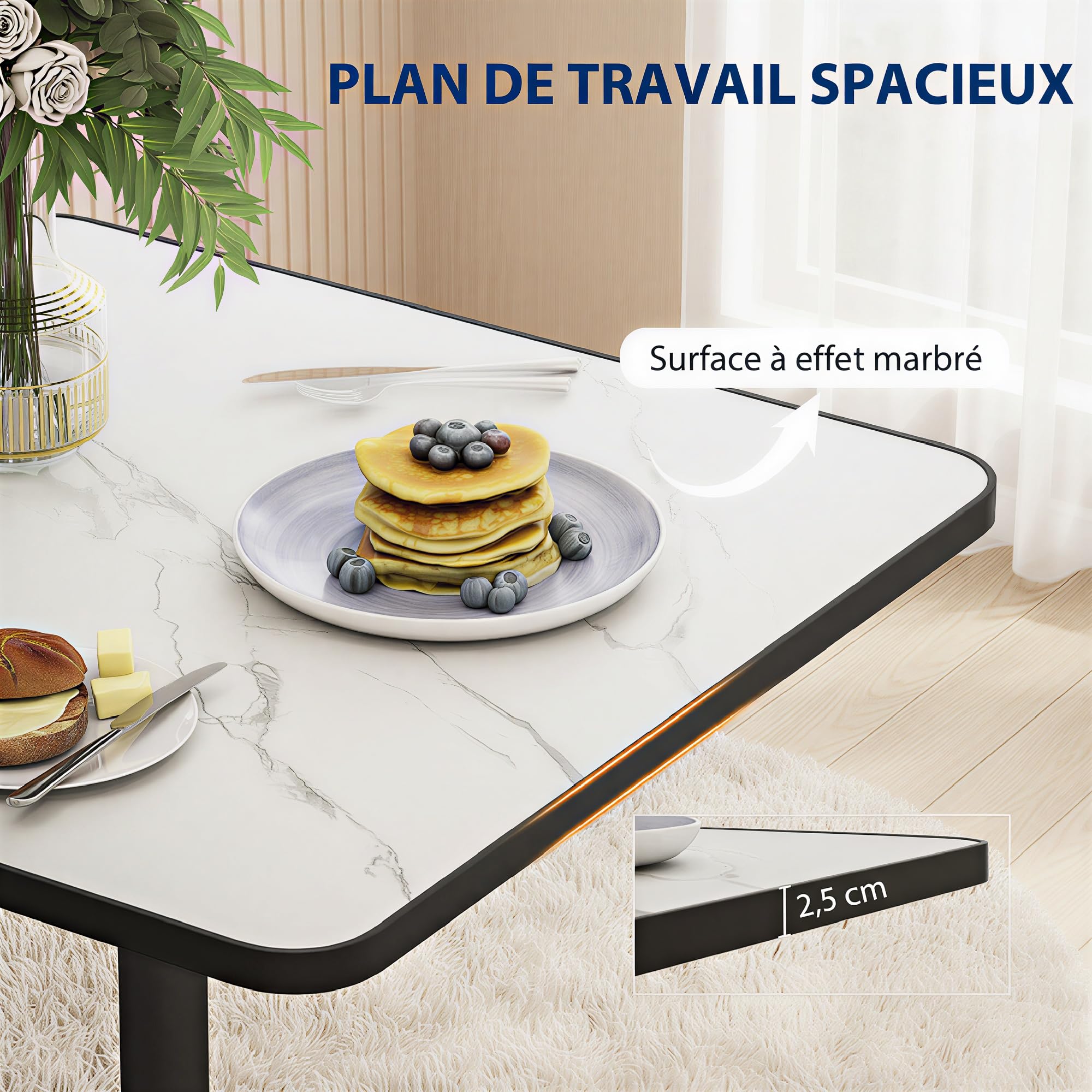 HOMCOM Table à Manger Table de Cuisine 4 per. Base Ronde 70 x 70 cm Blanc