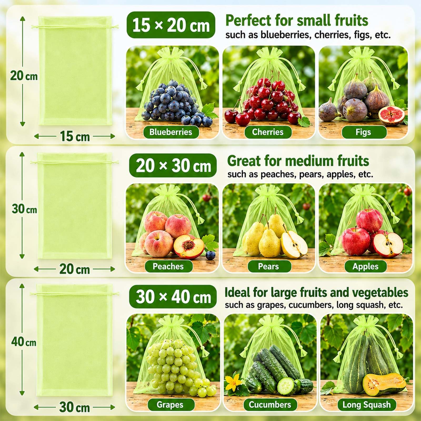 100 Pezzi Sacchetti Protezione Uva, 20×30 cm Sacchetti Rete Frutta, Sacchetti Protezione Frutta con coulisse, Sacchetto Protettivo per Frutta, Protegge da Vespe, Uccelli e Mosche Della Frutta