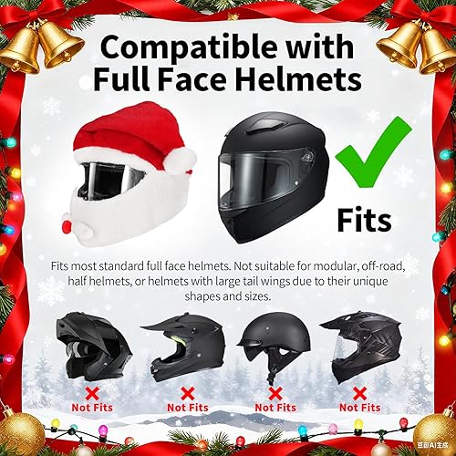 Miniatura 4 de VCOROS Motorcycle Helmet Cover Christmas, Fluffy Full Face Helmet Cover Decoration, Festive Gear Xmas Cover for Fun Rides