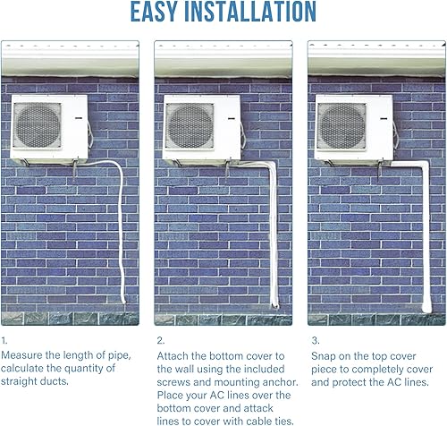 Miniatura 9 de Juego de cubierta de línea marrón de 3 pulgadas de ancho y 9 pies de largo, para aire acondicionado mini dividido, cubierta decorativa de PVC