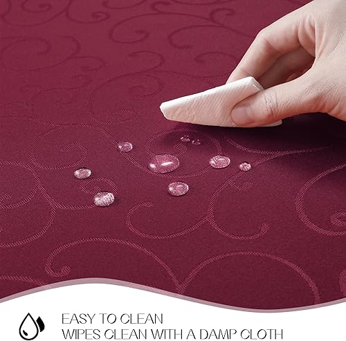 Miniatura 2 de Romanstile Mantel rectangular de jacquard, resistente al agua, elegante, patrón rizado, damasco, lavable, decorativo, circular, de poliéster, para