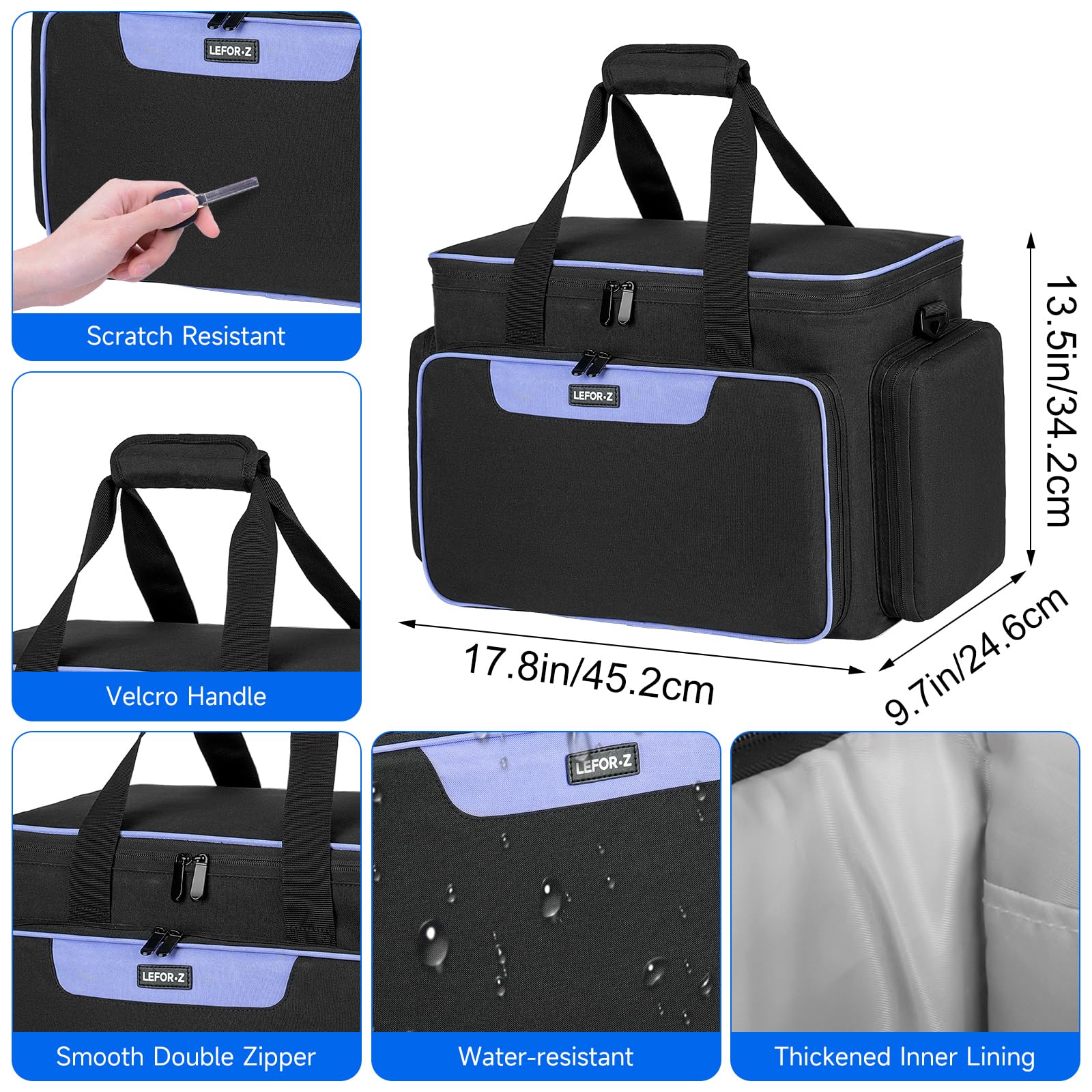 LEFOR·Z Bolsa de máquina de coser, bolsa de transporte para máquina de coser con bolsillos para máquinas de coser y accesorios de costura, bolsa de costura adecuada para la mayoría de tamaños estándar