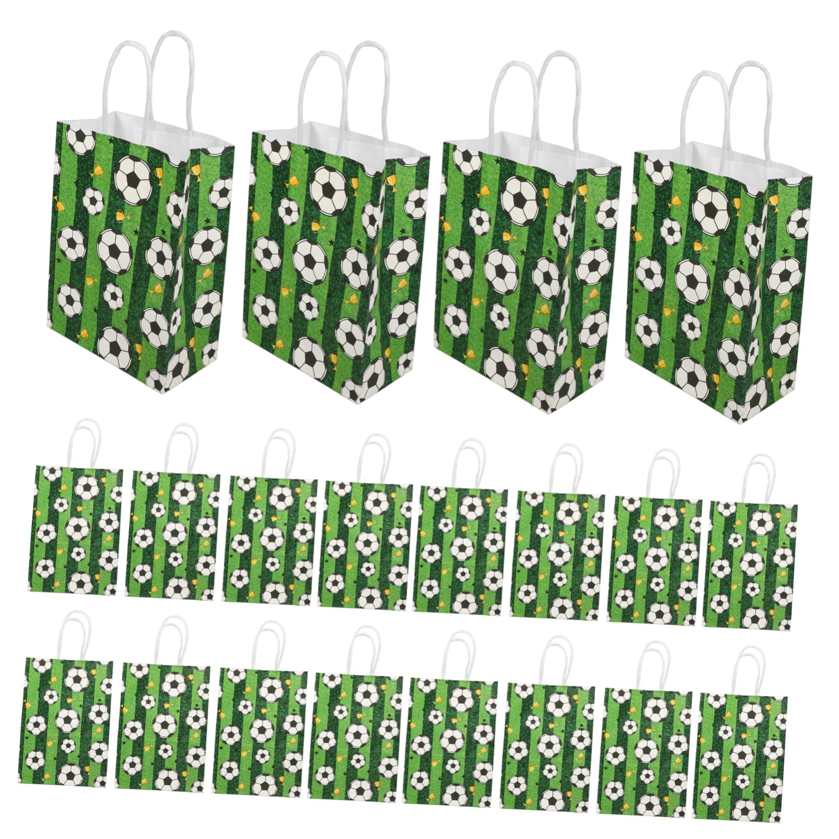 Lurrose 96stücke Papiertüten Mit Griffen Fußball-themen Geschenktüten Für Partys Geburtstagsfeiern Und Feiertage Für Süßigkeiten Snacks Und