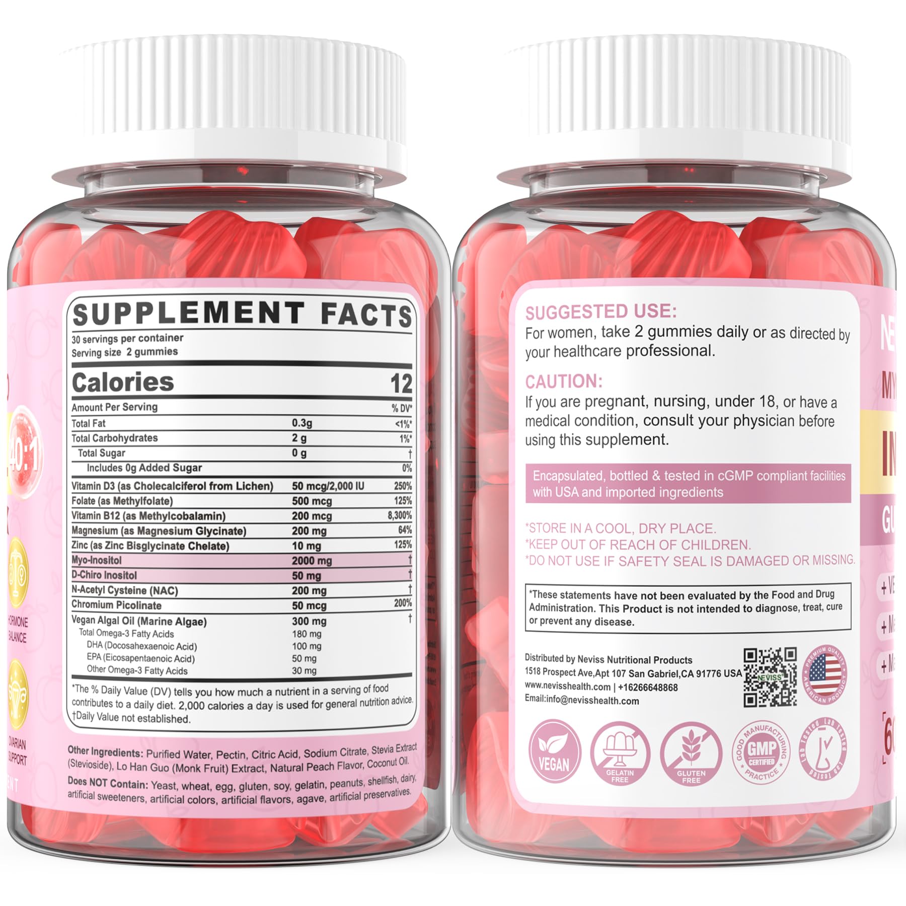 NEVISS Myo-Inositol & D-Chiro Inositol Gummies for Women w/Methylfolate D3 — Amazon image 8