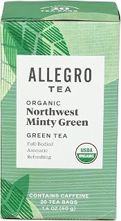 Allegro Tea, Organic Northwest Minty Green Tea Bags, 20 ct