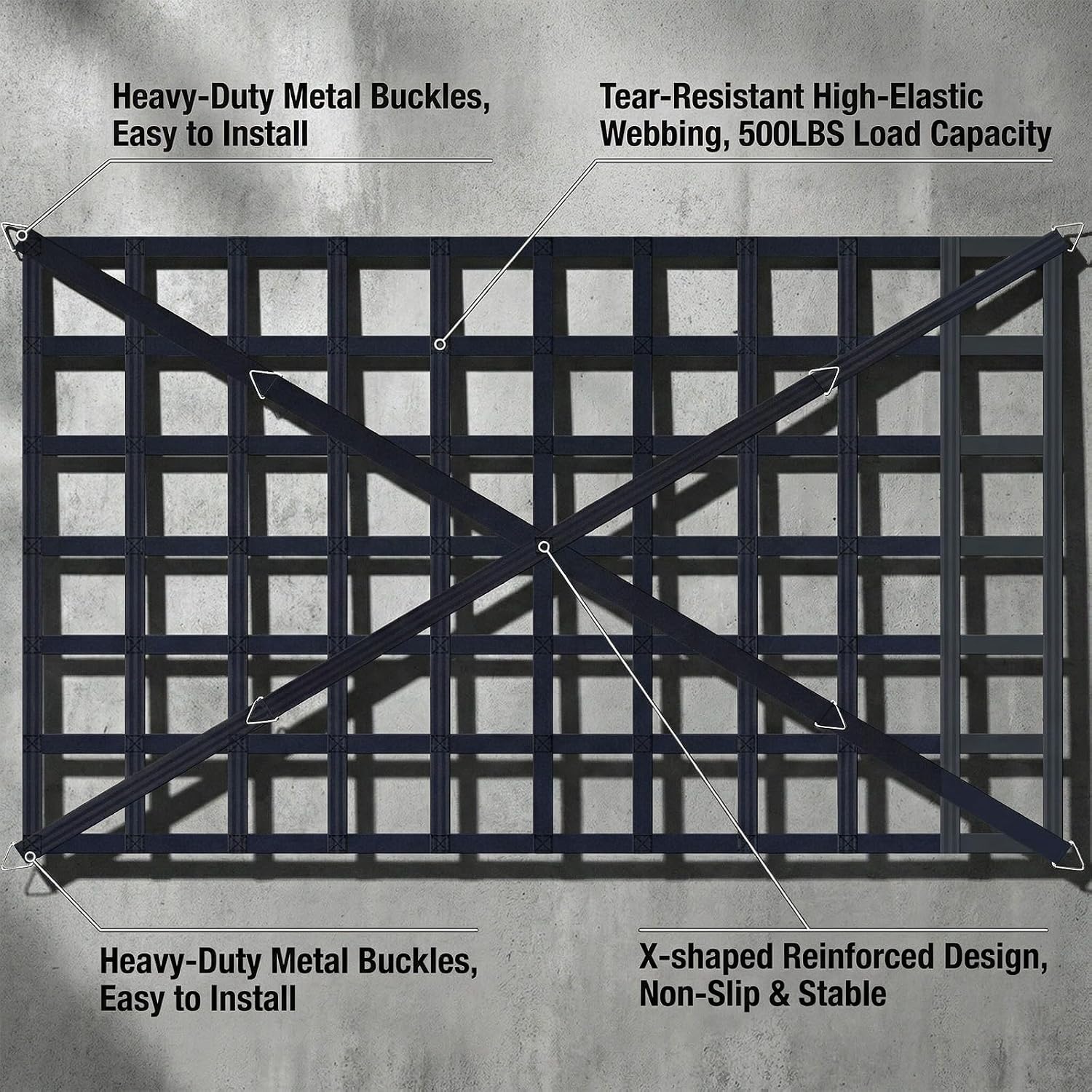 Cargo Net for Pickup Truck Bed, Heavy Duty 1100 lbs Capacity,82x50in Adjustable Cam Buckles & S-Hooks, Thick Herringbone Nylon, with Drawstring Storage Bag for Trailers and Trucks(82" x 50")