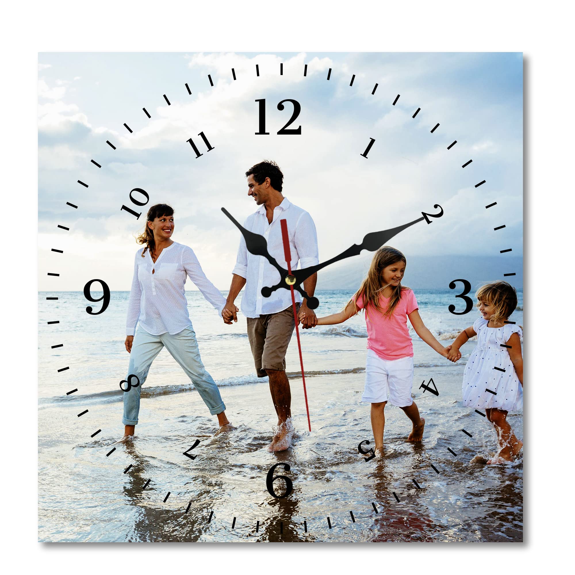 S&H&OU Custom Wall Clock,Photo Wall Clocks for Living Room Decor with Photo,Kids Silent Wall Clock,Personalized Photo Wall Hanging Time Clock for Birthday Wedding Valentine'S Day Christmas Photo Gift