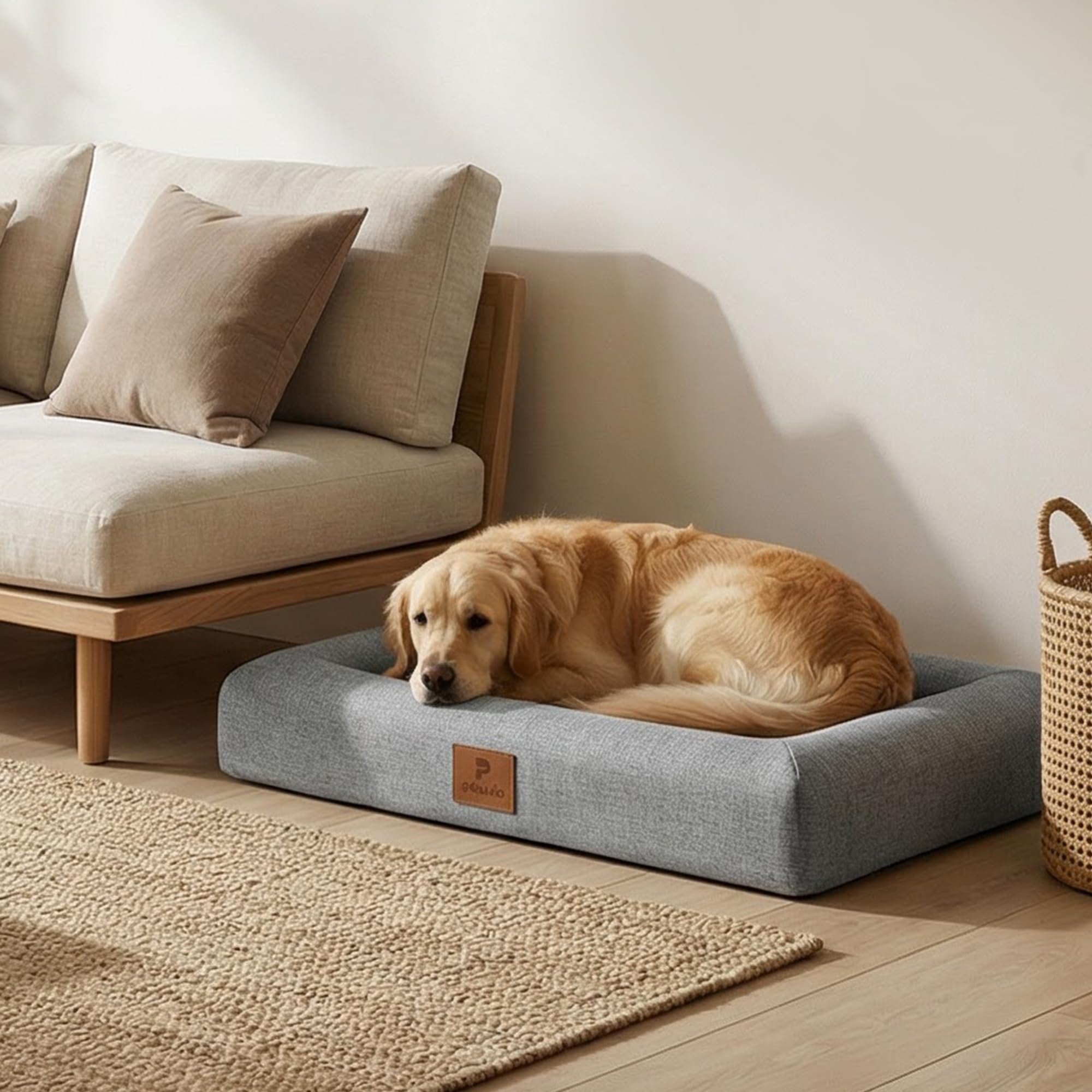 Kibi Cuscino per Cani con Memory Foam da 2 cm | Cuccia Piatta da Interno, Base in Schiuma T18, Sfoderabile e Lavabile a 30°C, Fondo Antiscivolo, 120 x 80 x 15 cm