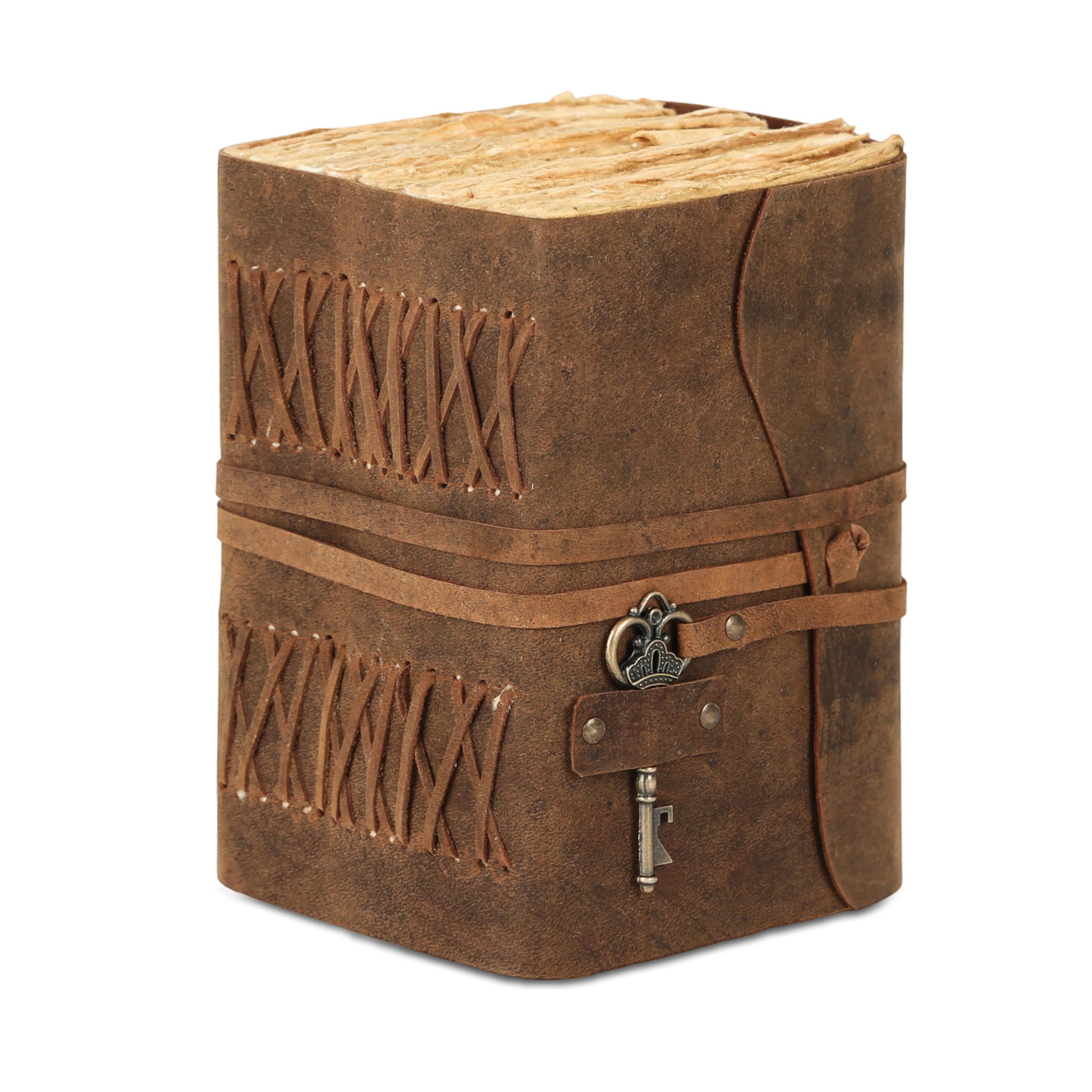 TUZECH 600 Page 8x6 Genuine Leather Bound Handmade Vintage Journal Notebook For Men & Women- Book Of Shadow Writing Notebook- Best Travel Journal