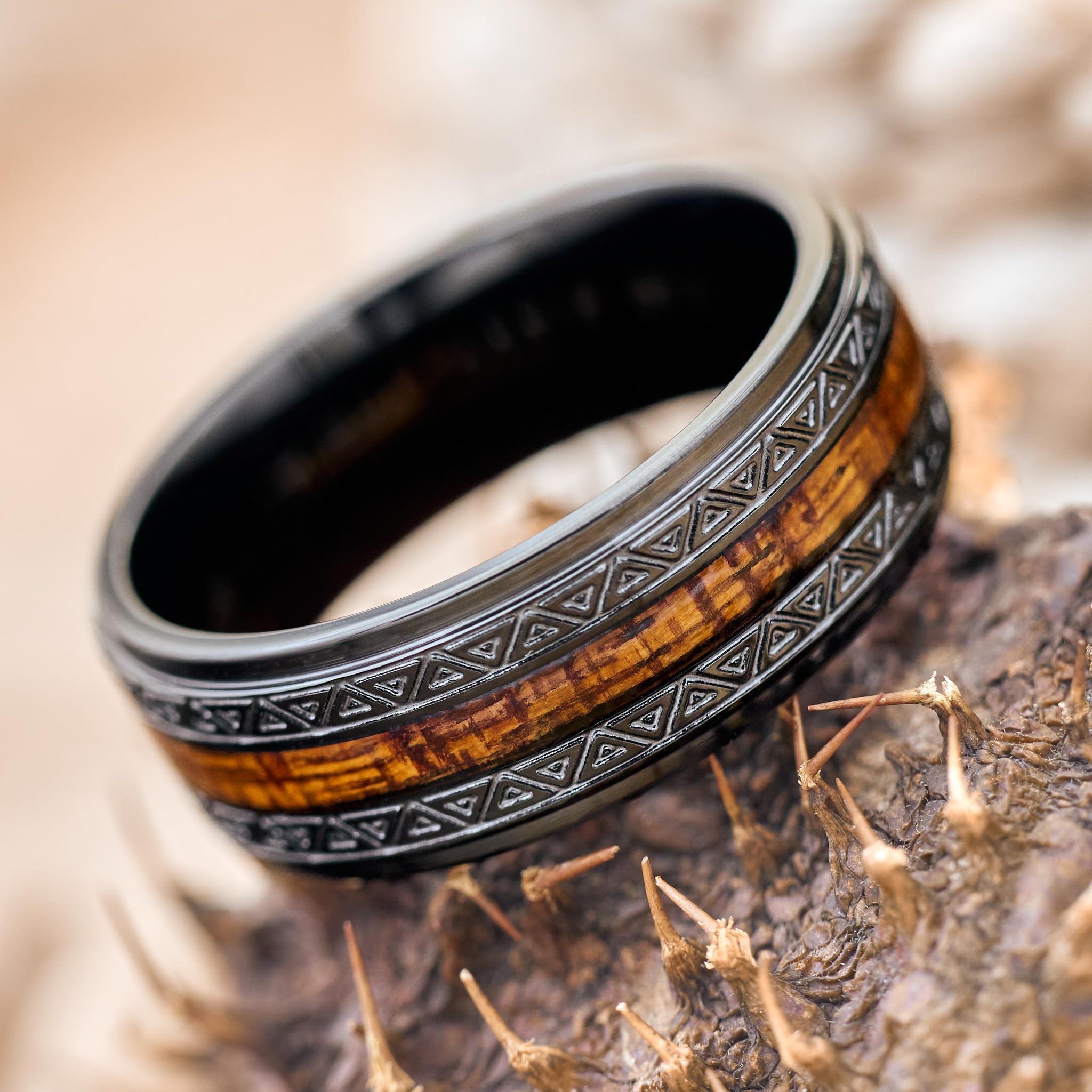 Ring Silber oder Schwarz [Handgemacht & Wasserfest] – Holzring für Damen & Herren – Partnerring, Ehering, Verlobungsring – aus Edelstahl & echtem Holz, langlebig & stilvoll