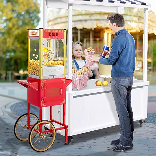 Miniatura 8 de ROVSUN Popcorn Machine Movie Theater Style with Cart & Wheels, 8 Ounce Kettle Makes Up to 32 Cups Popcorn Maker with Popcorn Scoop, Oil Spoon & 3