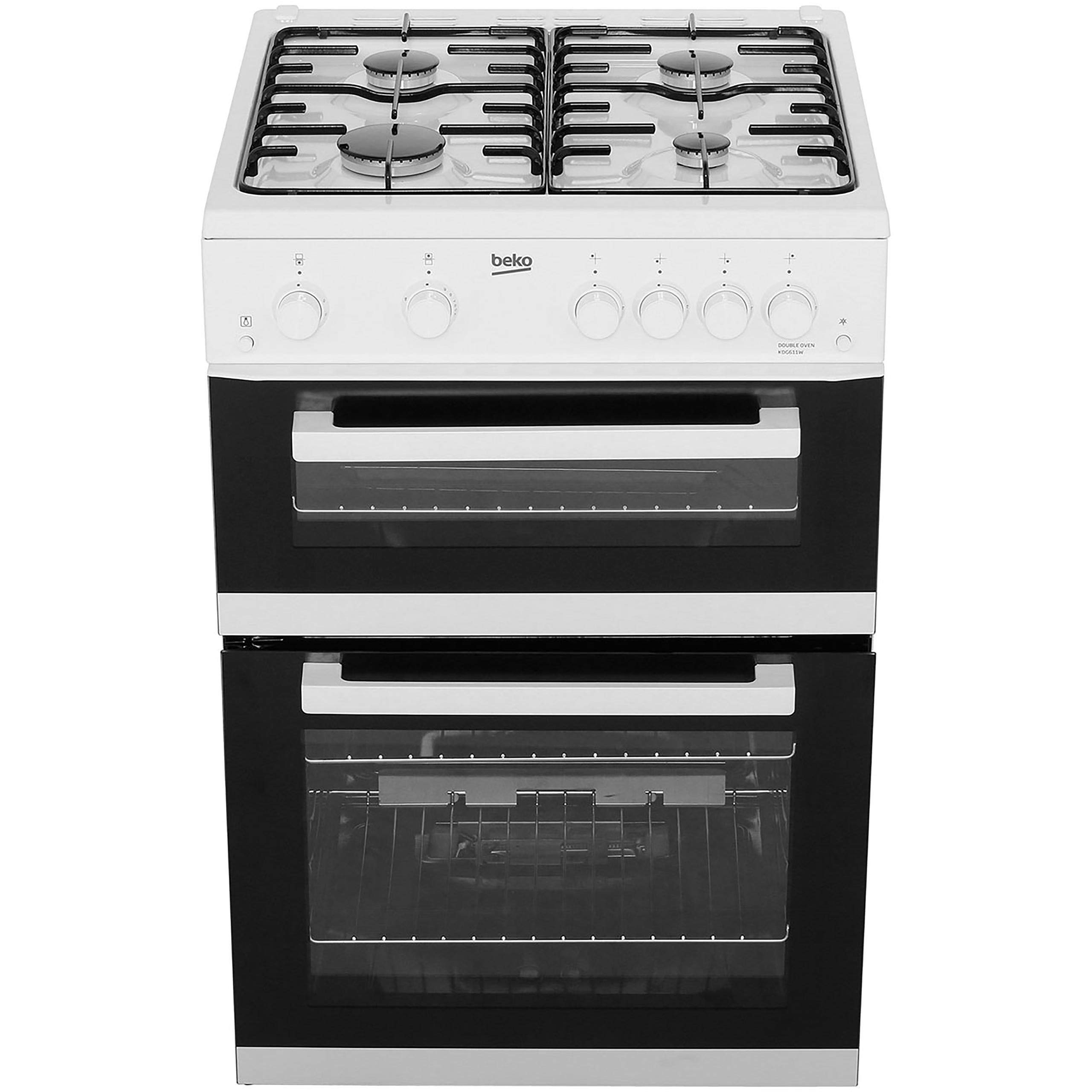 Beko KDG611W 60cm Double Oven 4 Burners Gas Cooker with LPG Option in